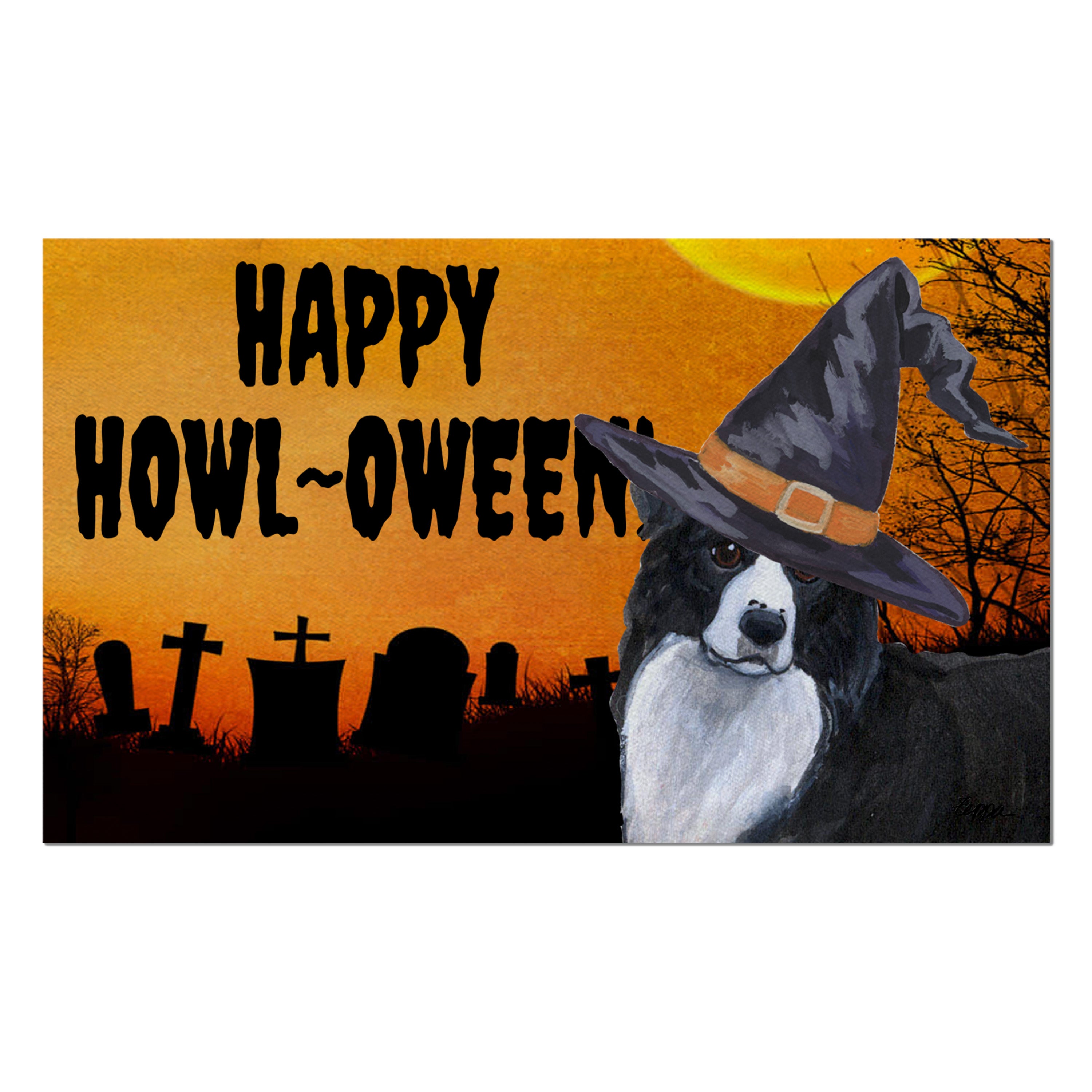 Border Collie Halloween Welcome Mat
