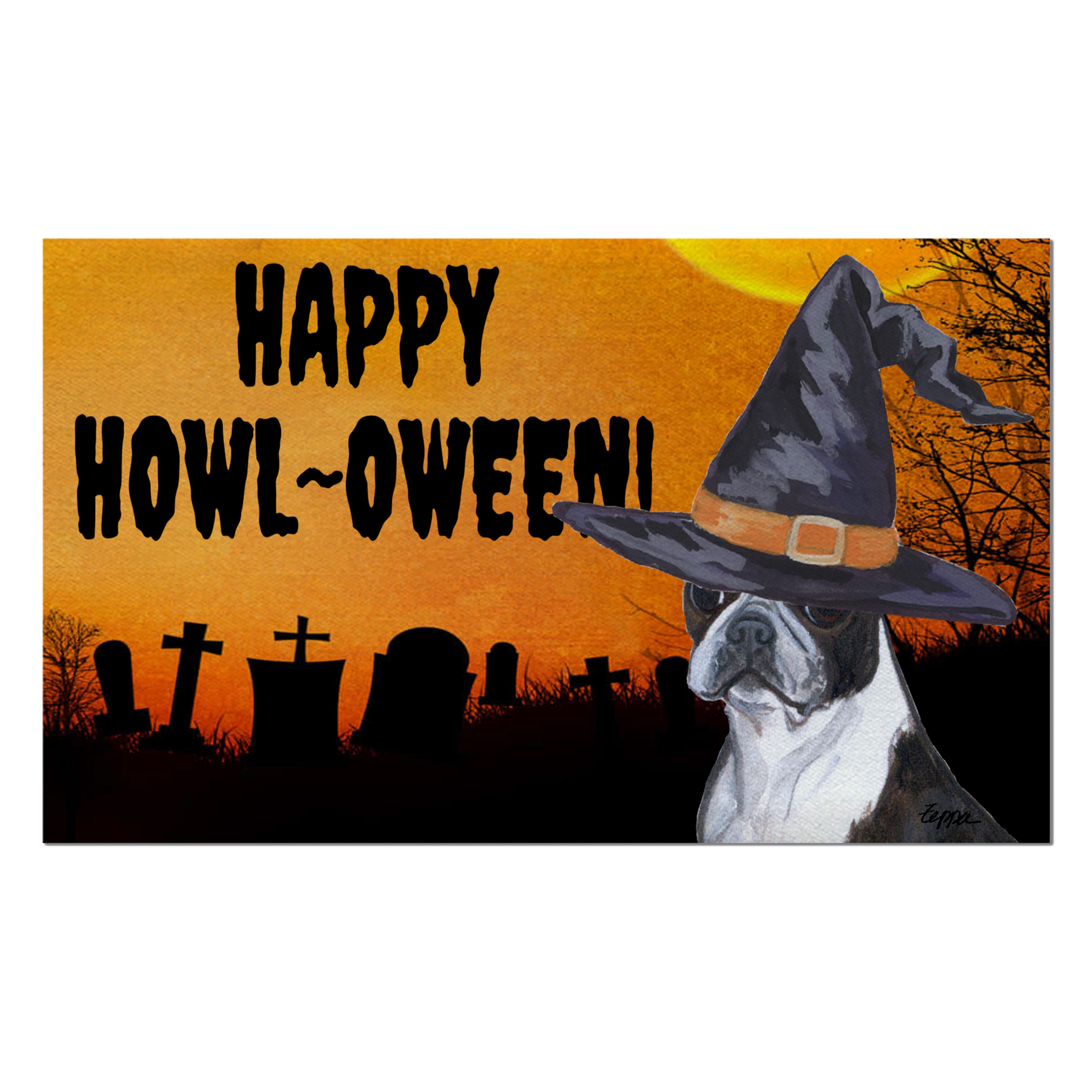 Boston Terrier Halloween Welcome Mat