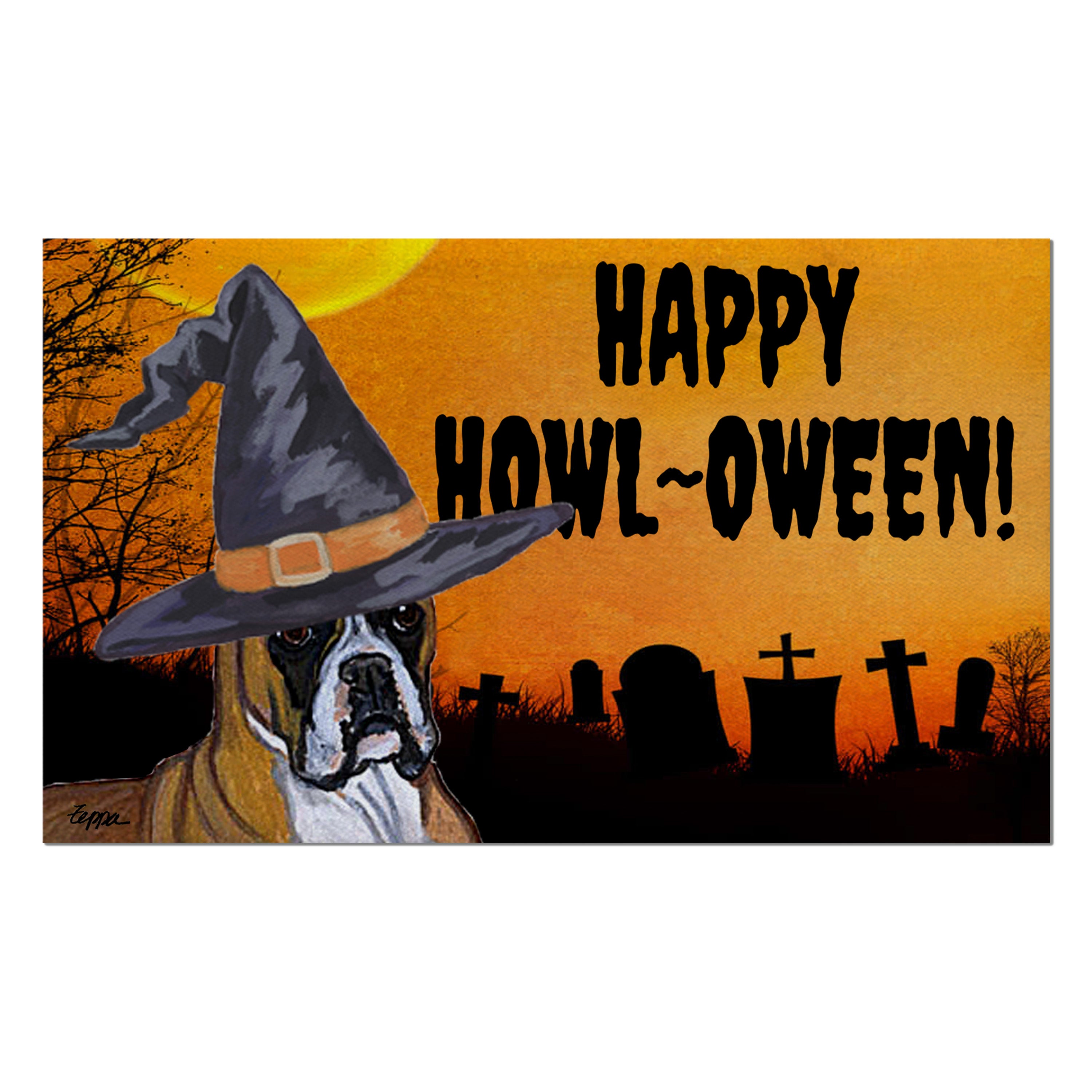 Boxer Lying Halloween Welcome Mat