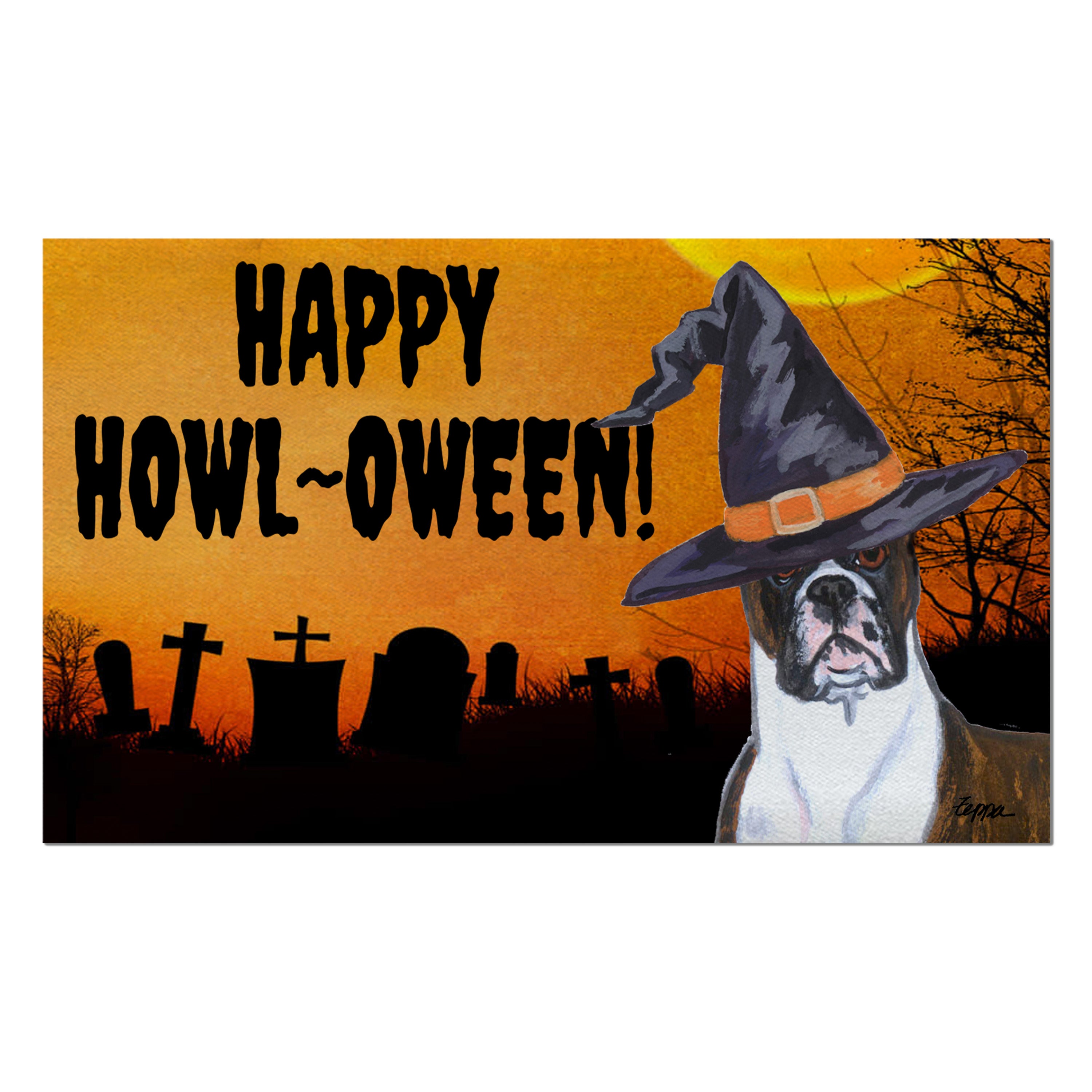 Boxer Standing Halloween Welcome Mat