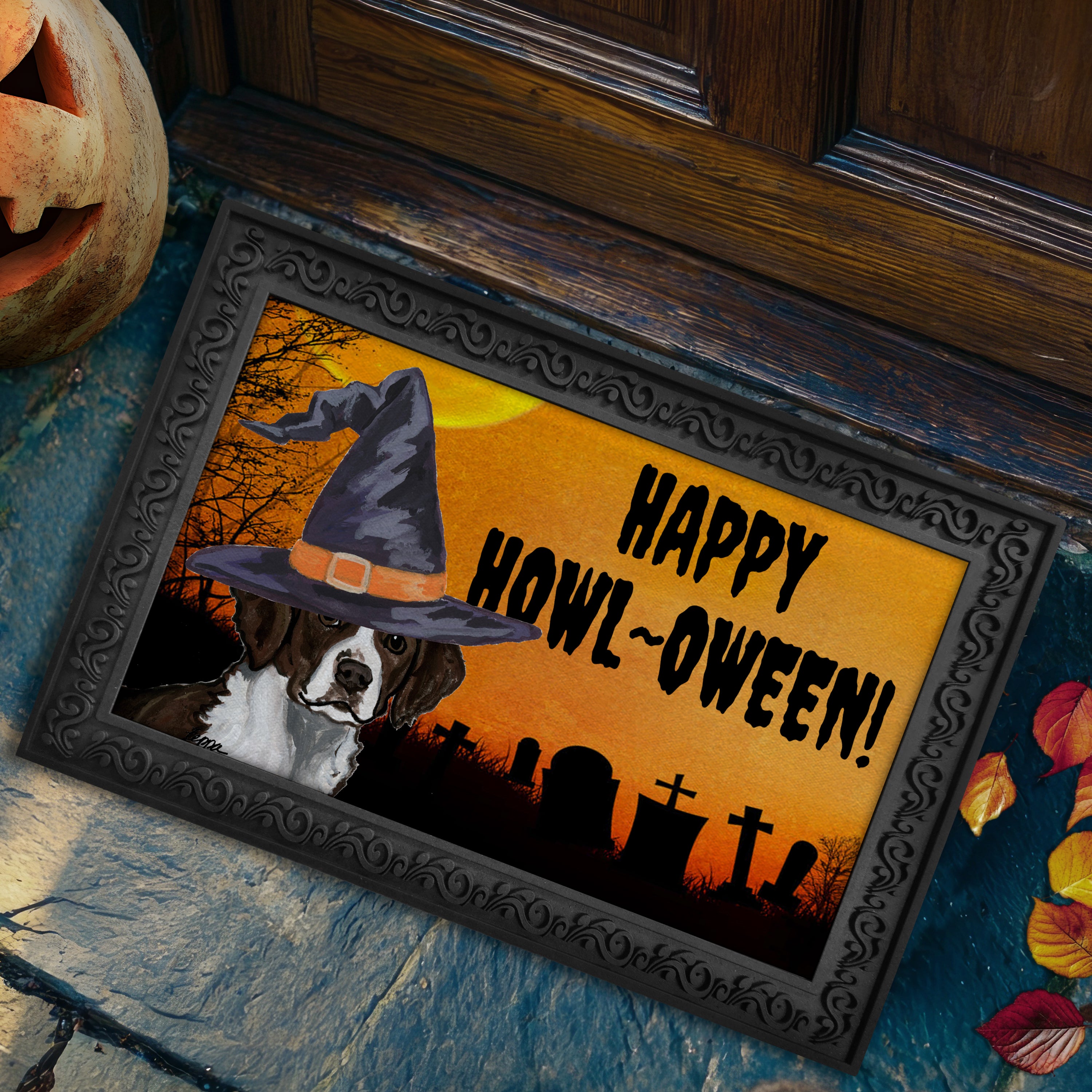 Brittany Liver  Halloween Welcome Mat