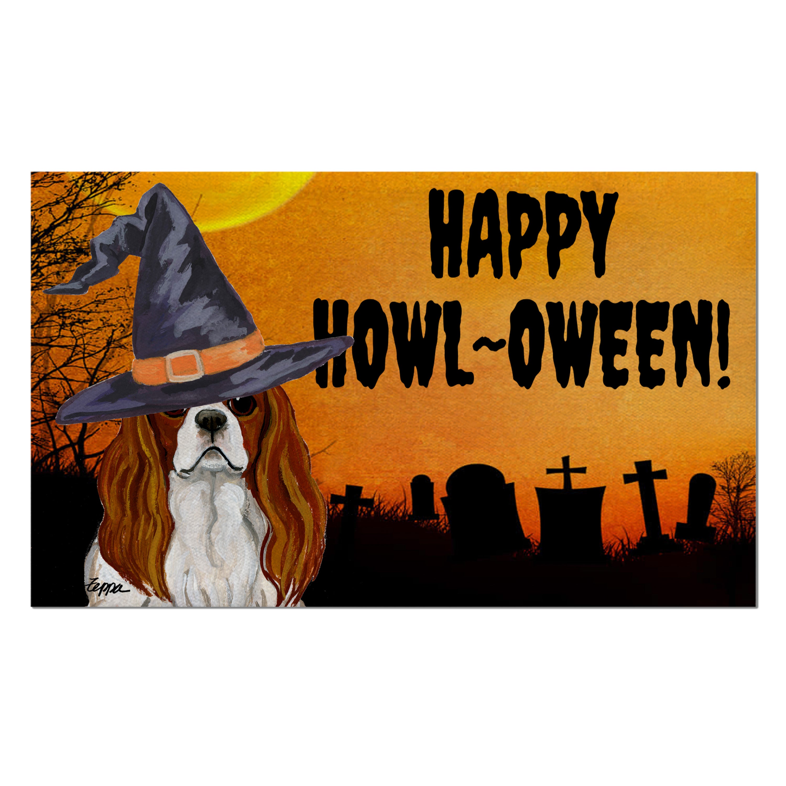 Cavalier King Charles Spaniel Halloween Welcome Mat