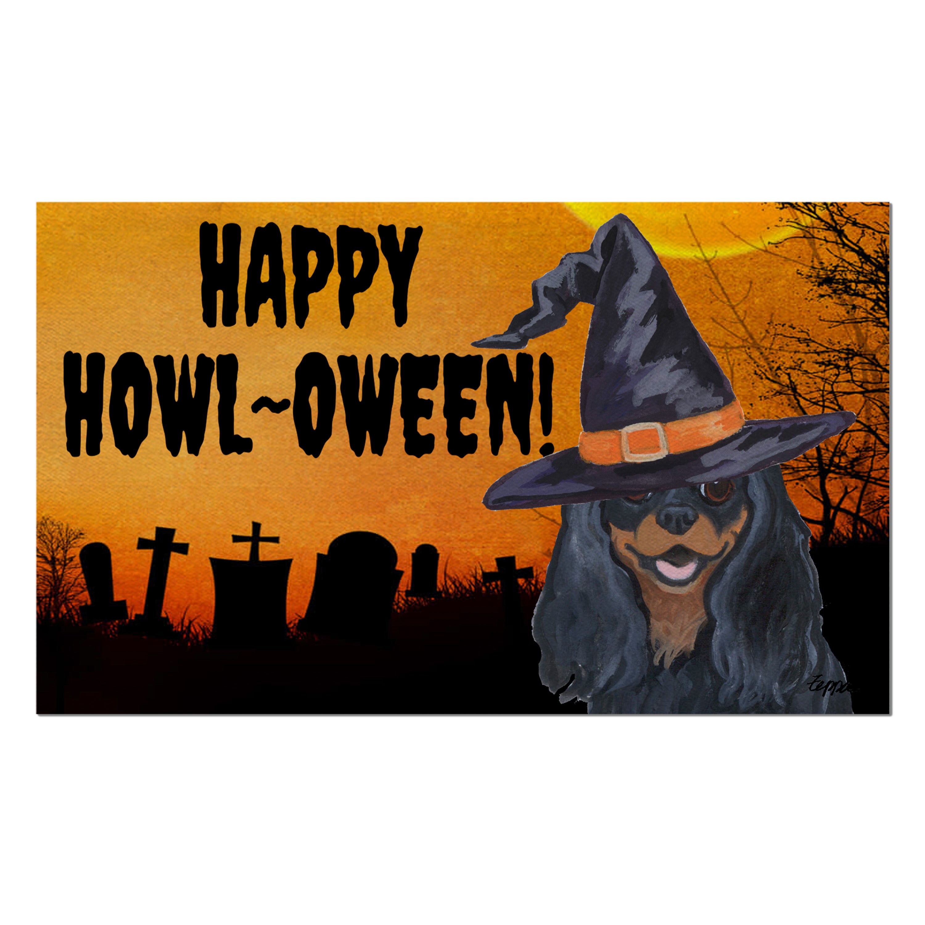 Cavalier King Charles Spaniel Halloween Welcome Mat
