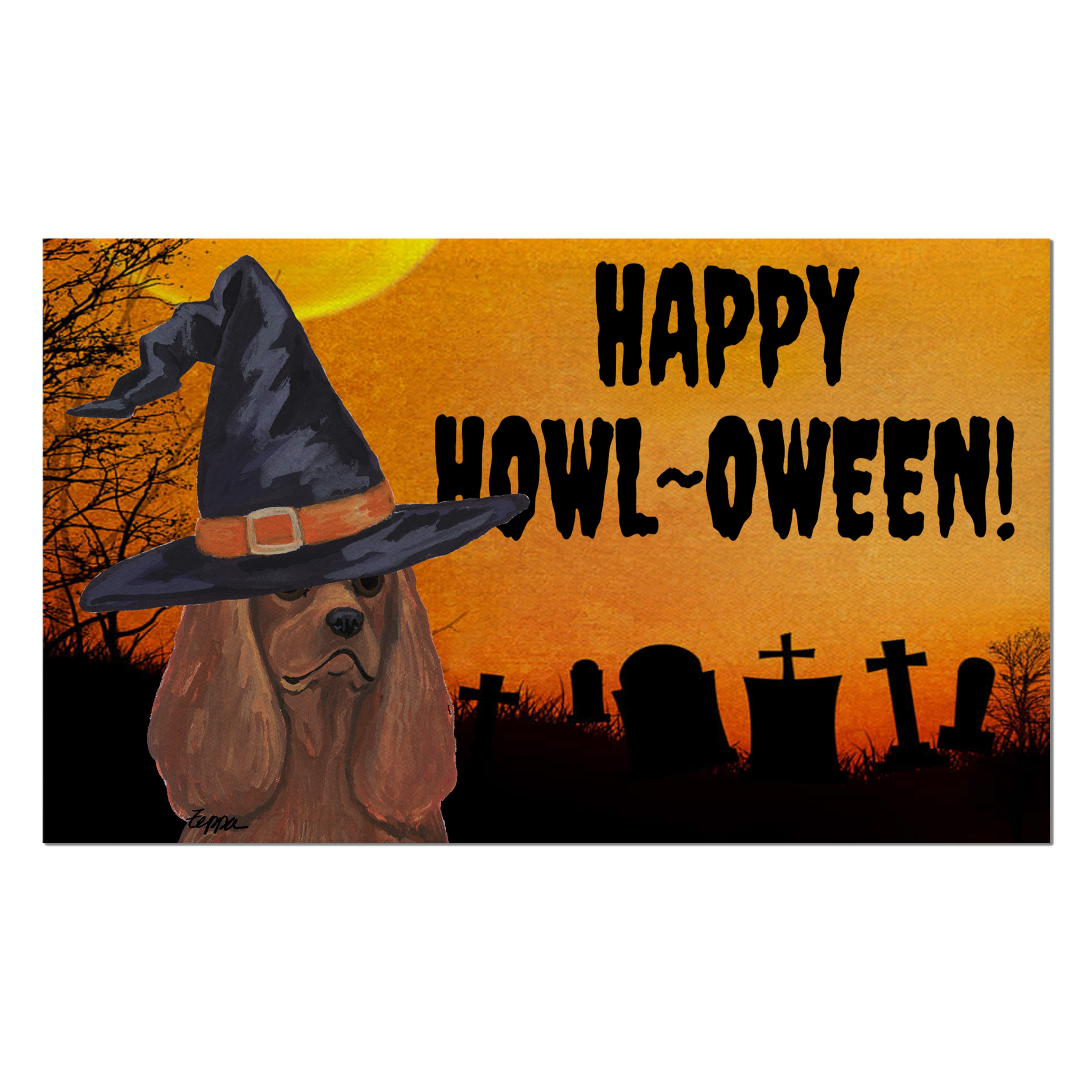 Cavalier King Charles Spaniel Halloween Welcome Mat