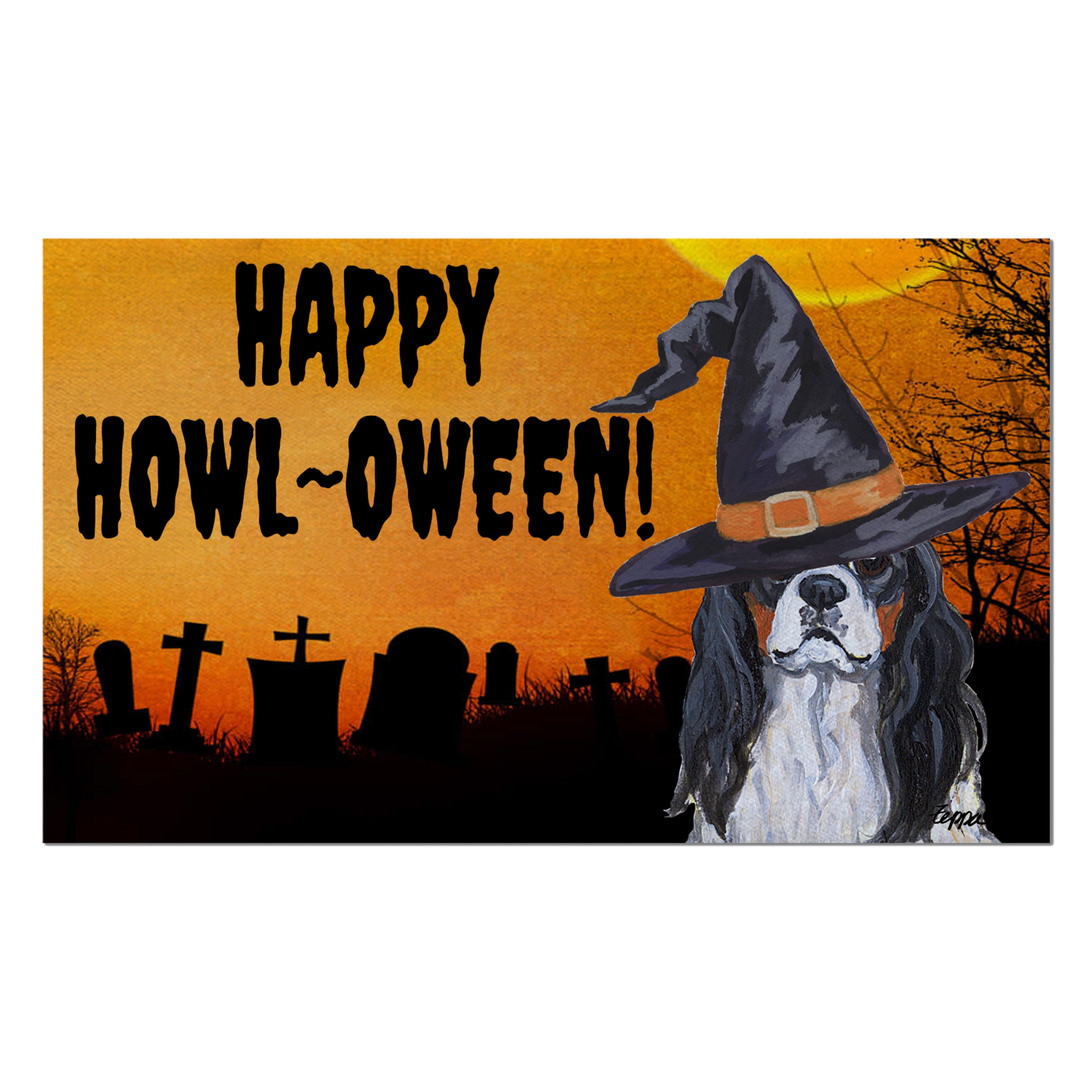 Cavalier King Charles Spaniel Halloween Welcome Mat