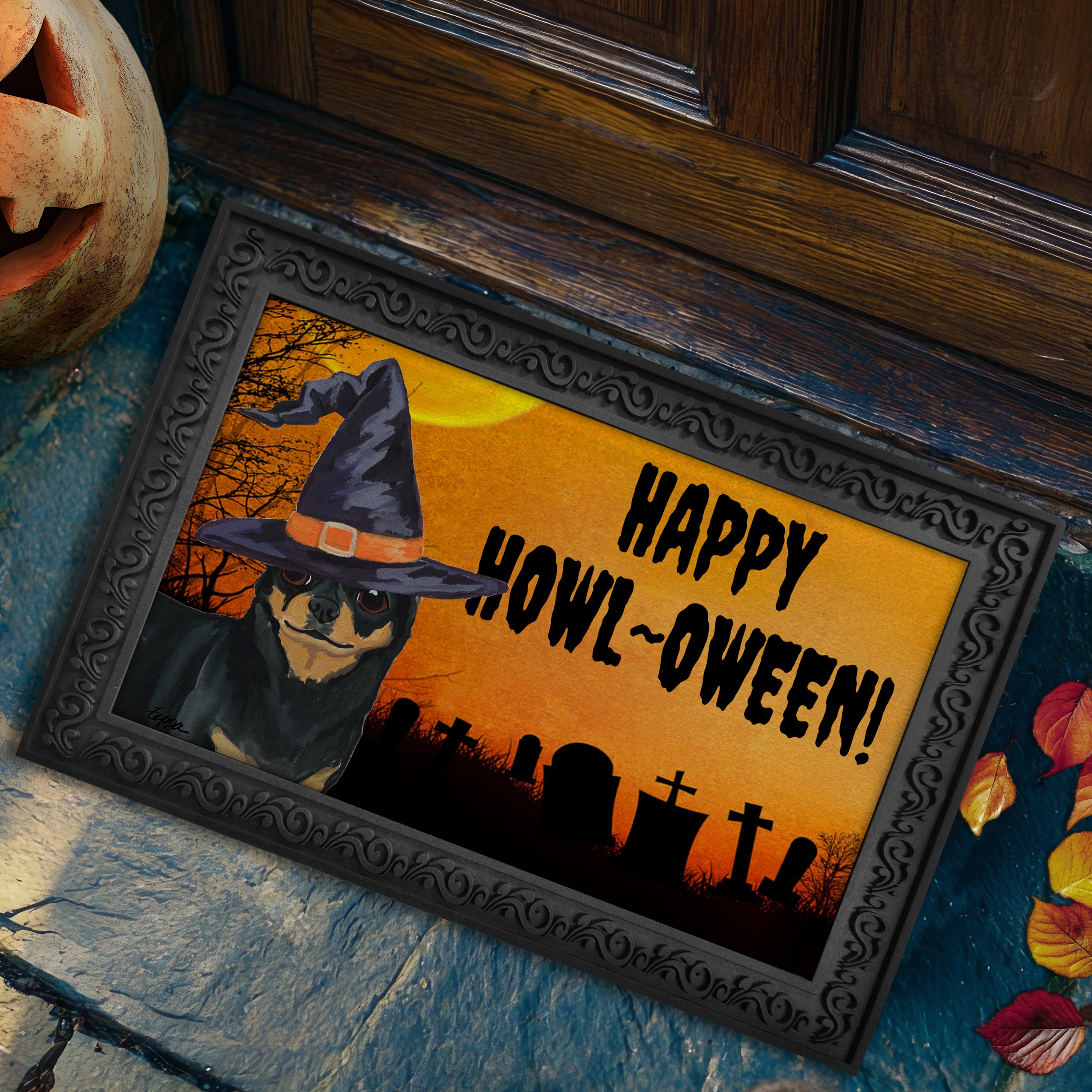 Chihuahua Halloween Welcome Mat