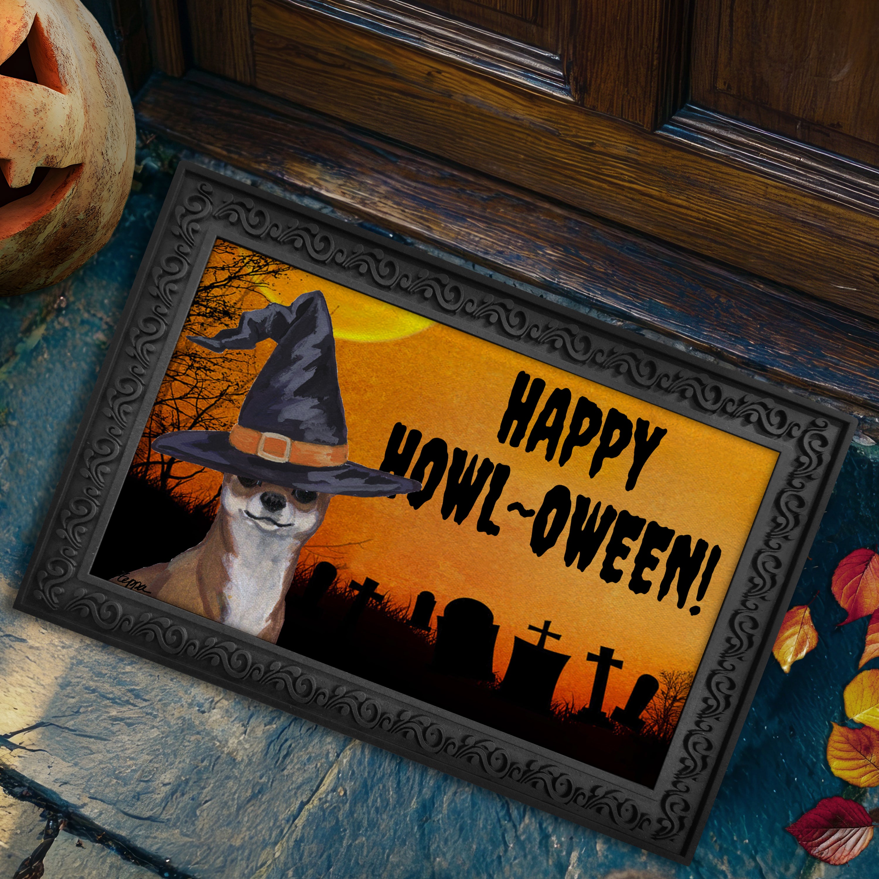 Chihuahua Halloween Welcome Mat