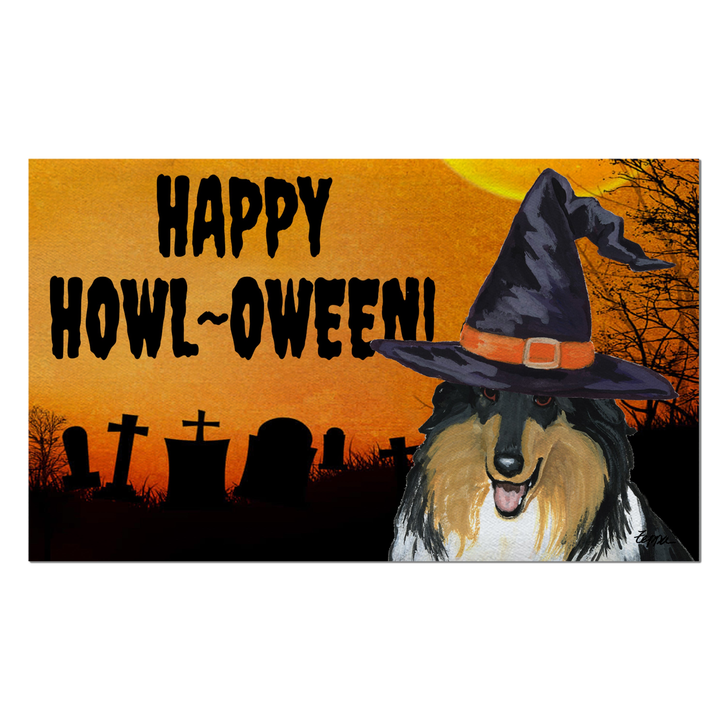Collie Halloween Welcome Mat