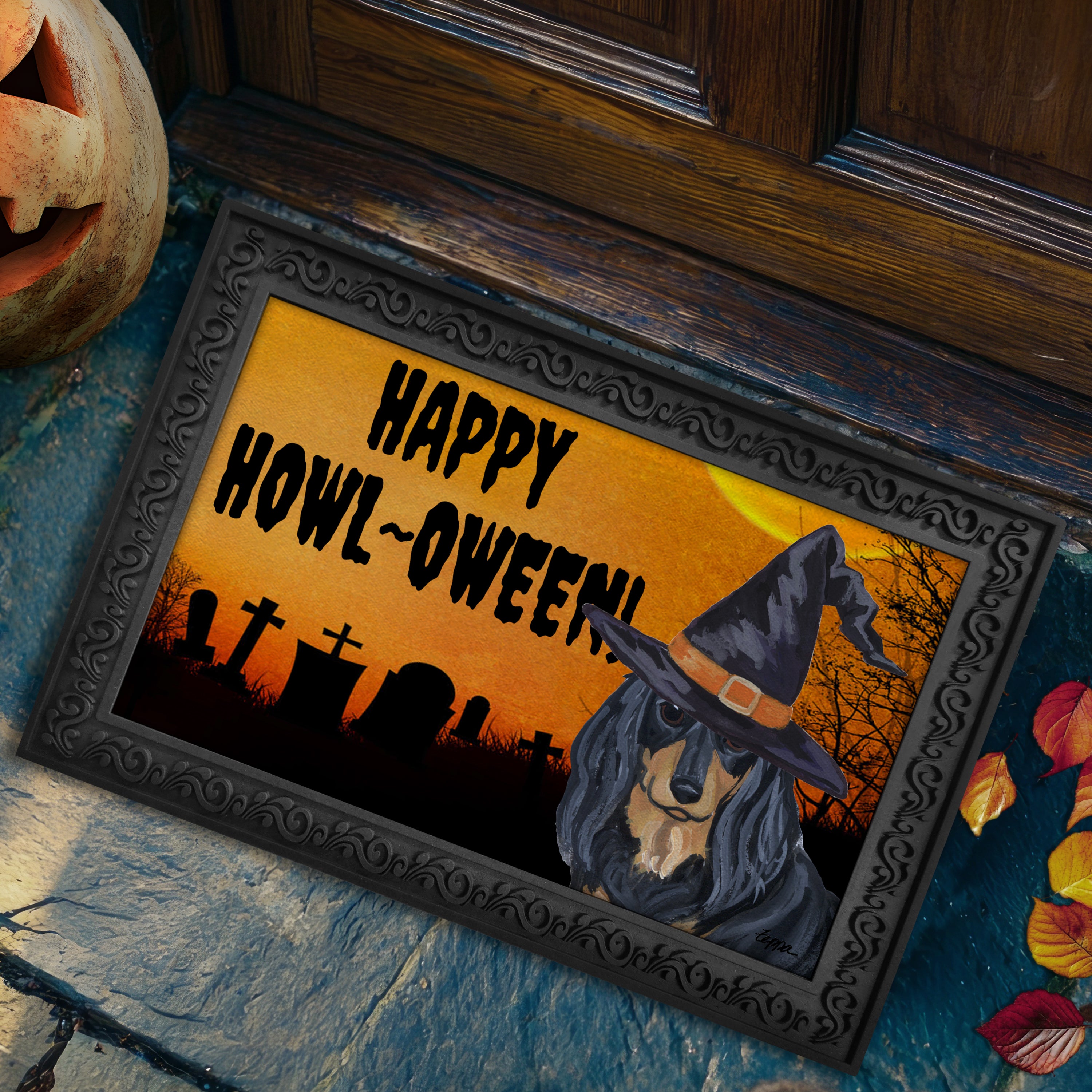 Dachshund Halloween Welcome Mat