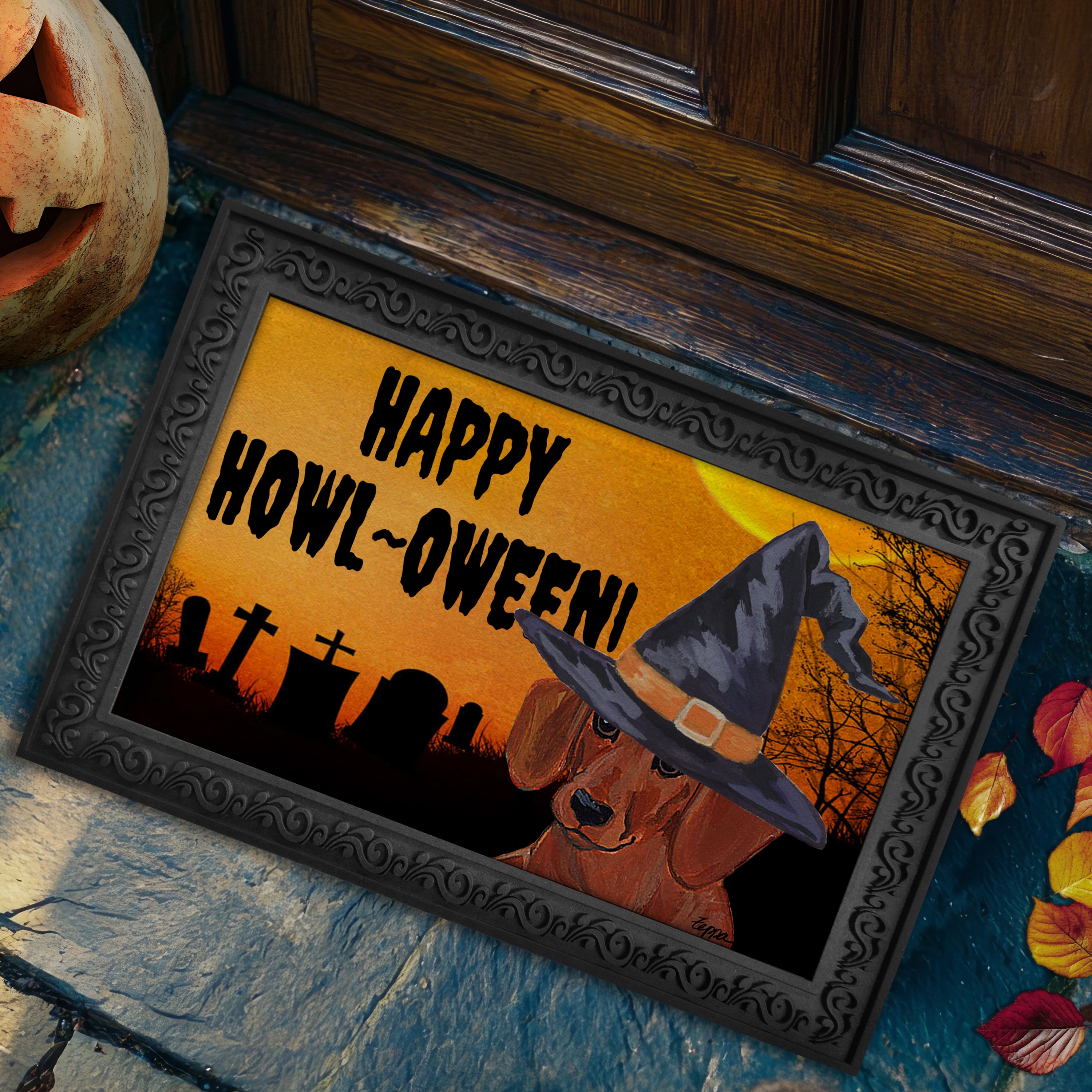 Dachshund Halloween Welcome Mat