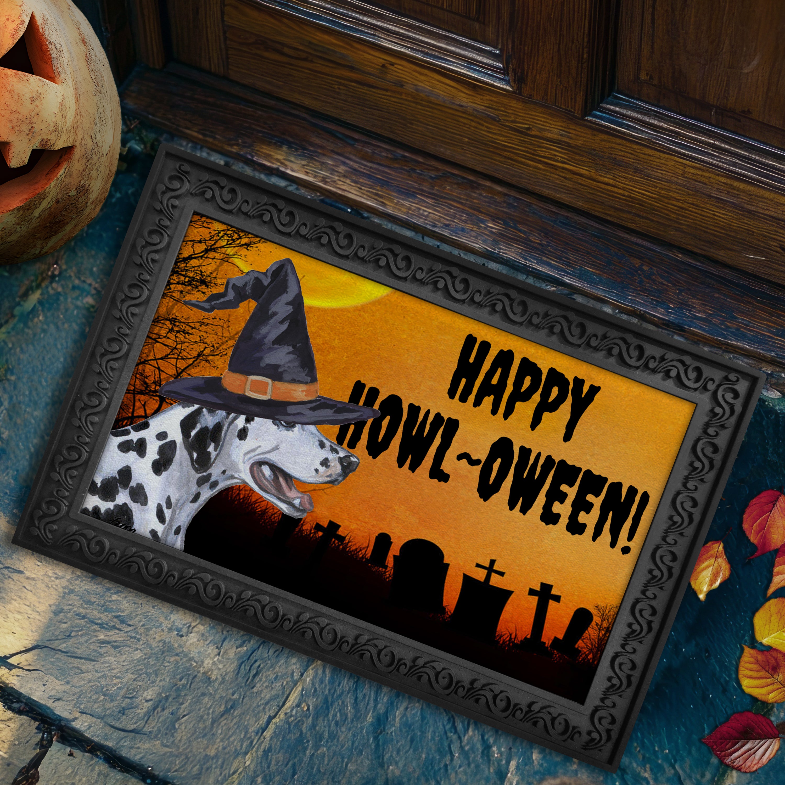 Dalmatian Halloween Welcome Mat