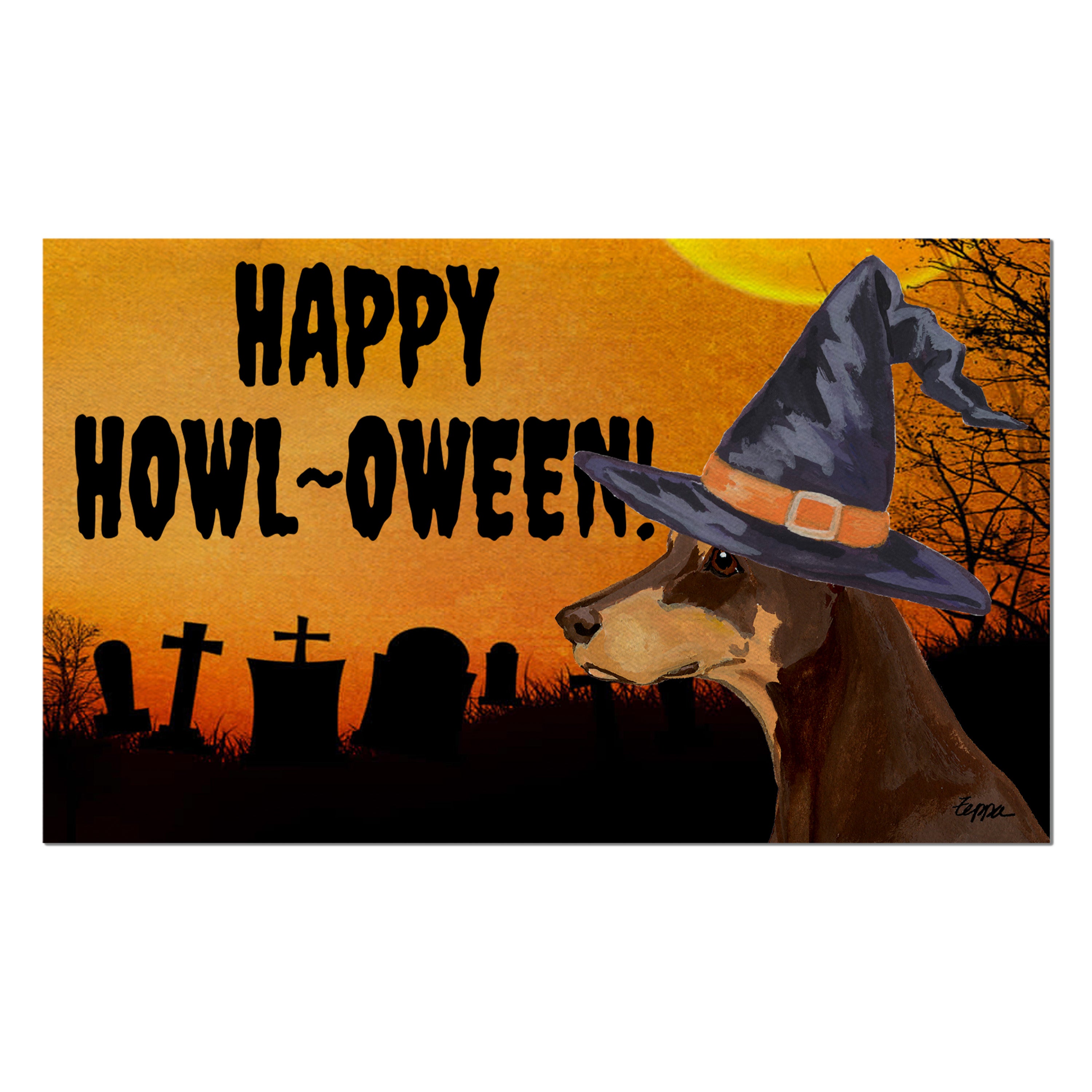 Doberman Pincher Halloween Welcome Mat