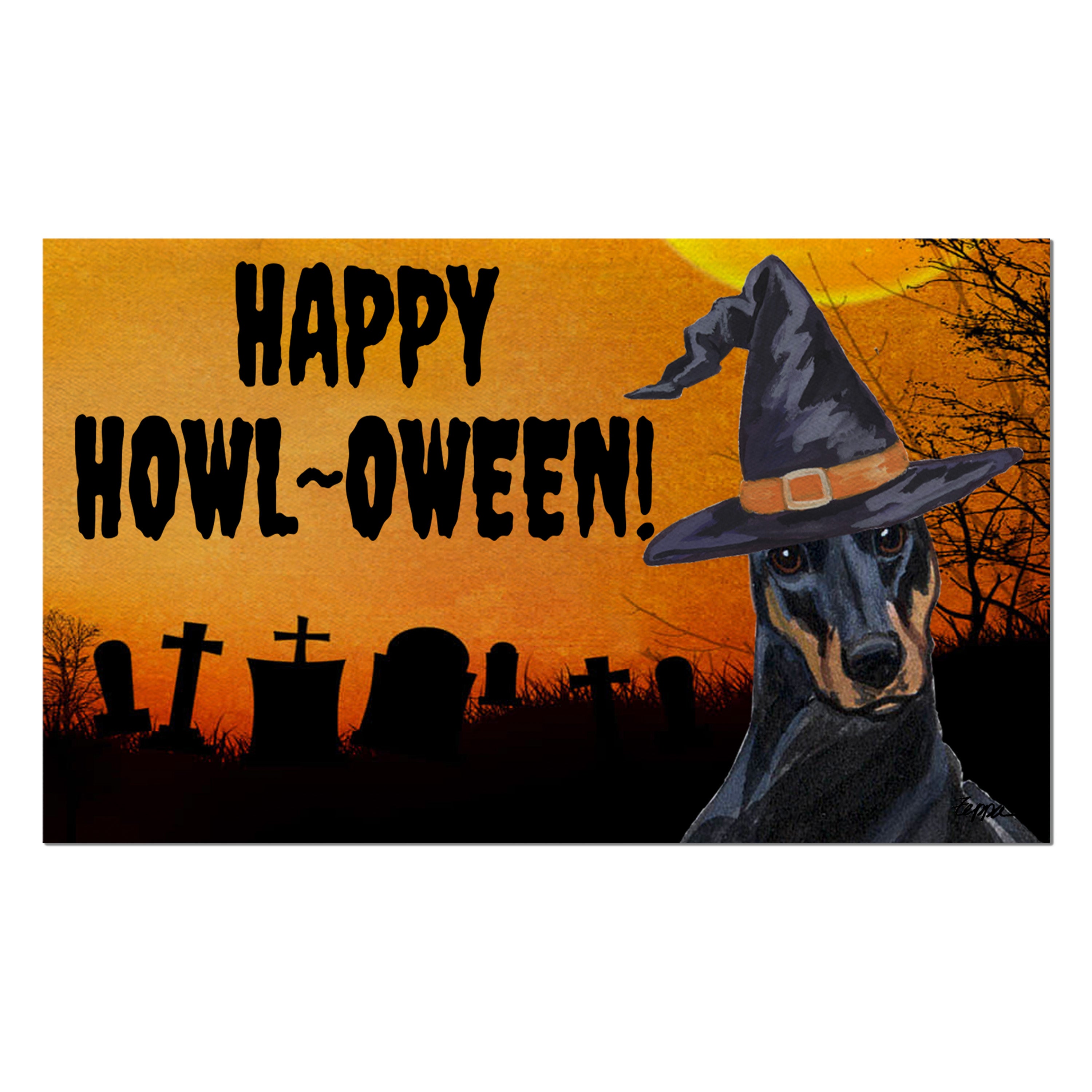 Doberman Pincher Halloween Welcome Mat