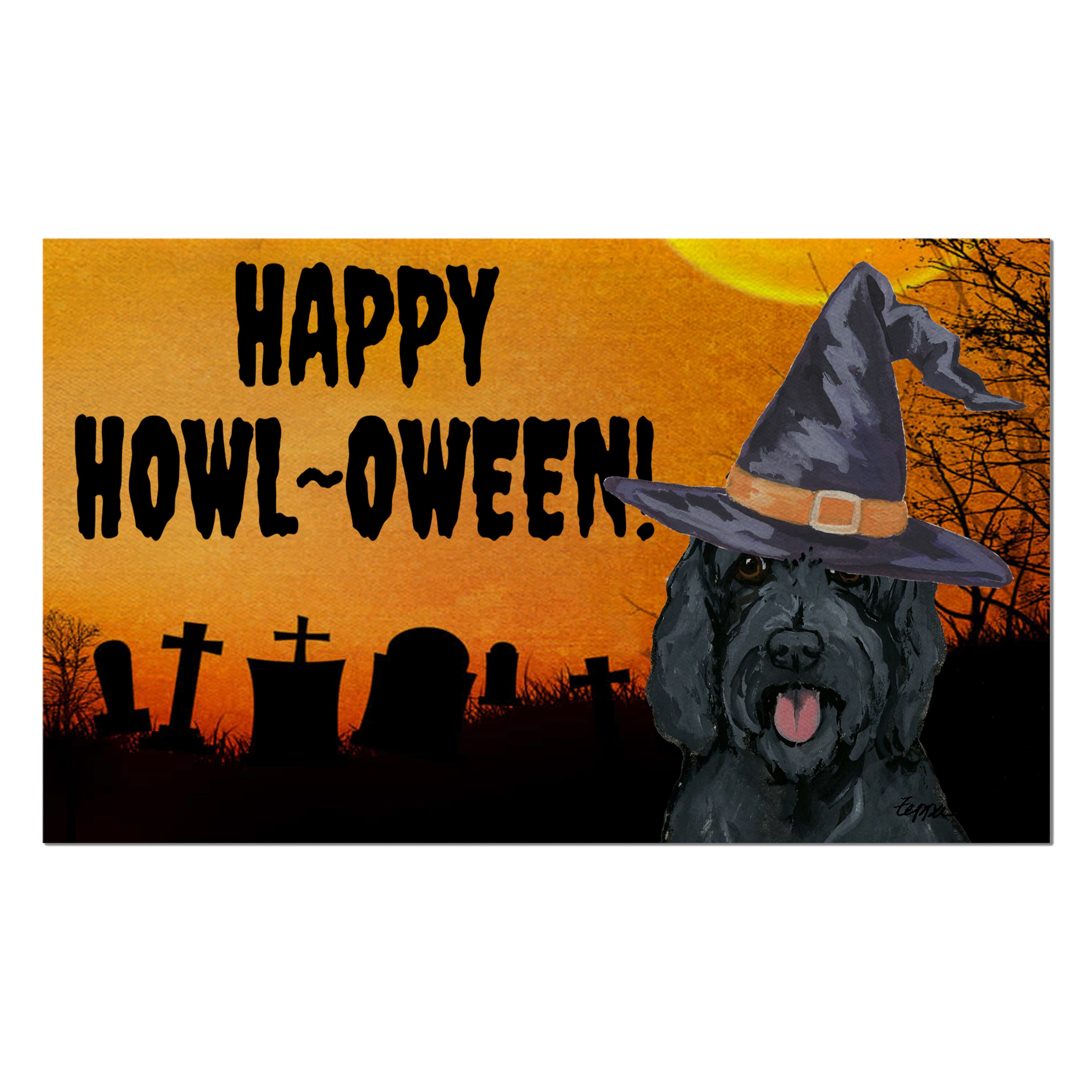 Golden-Labra Doodle Halloween Welcome Mat