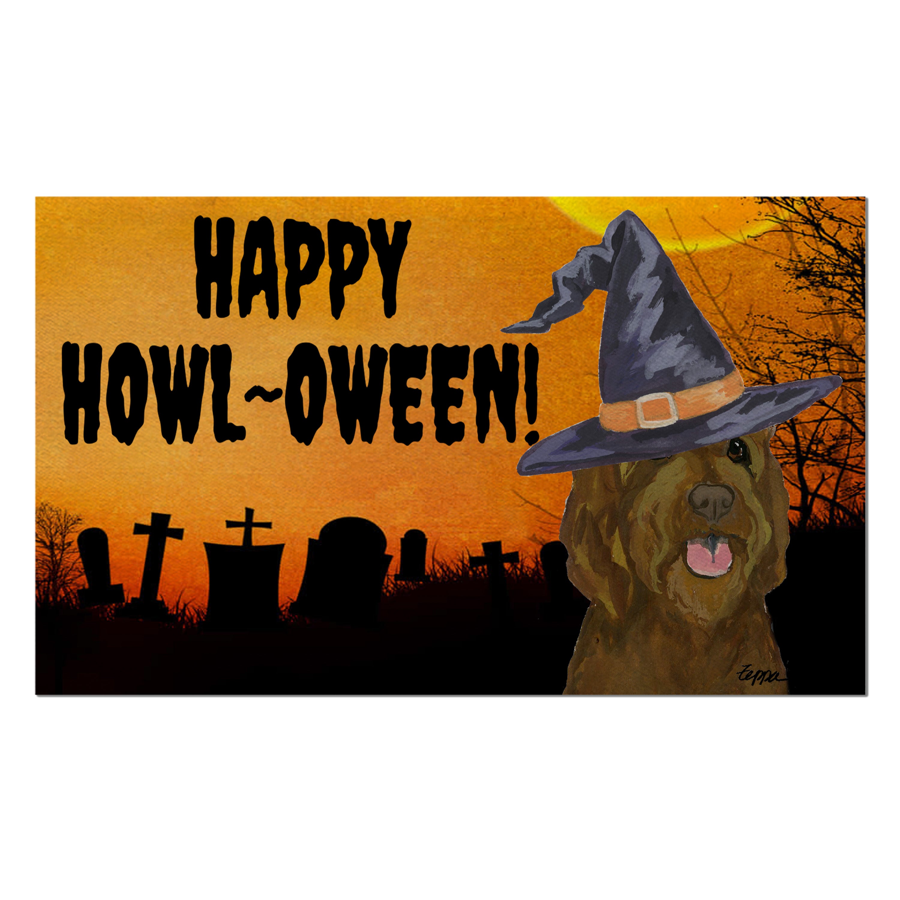 Golden-Labra Doodle Halloween Welcome Mat