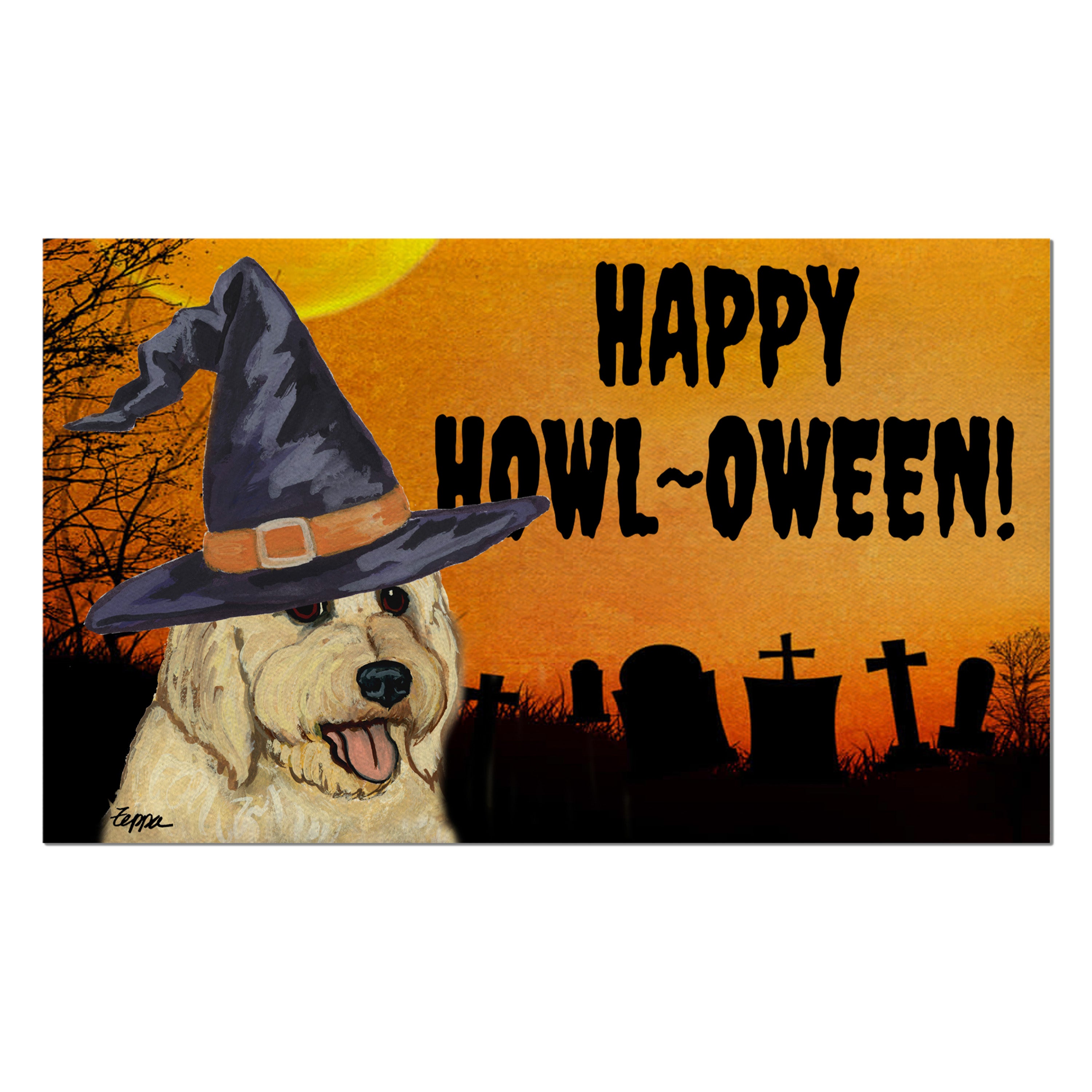 Golden-Labra Doodle Halloween Welcome Mat