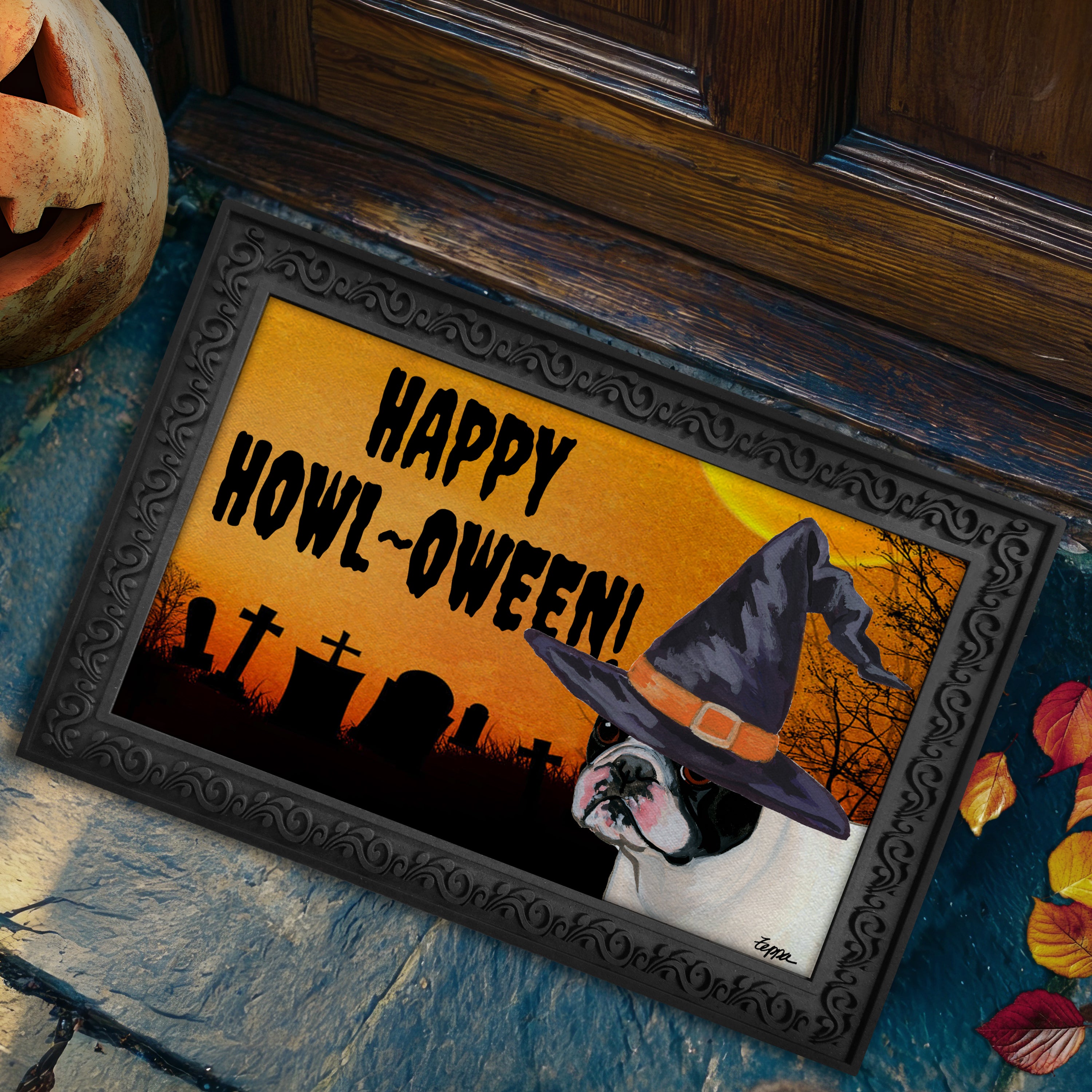 French Bulldog Halloween Welcome Mat
