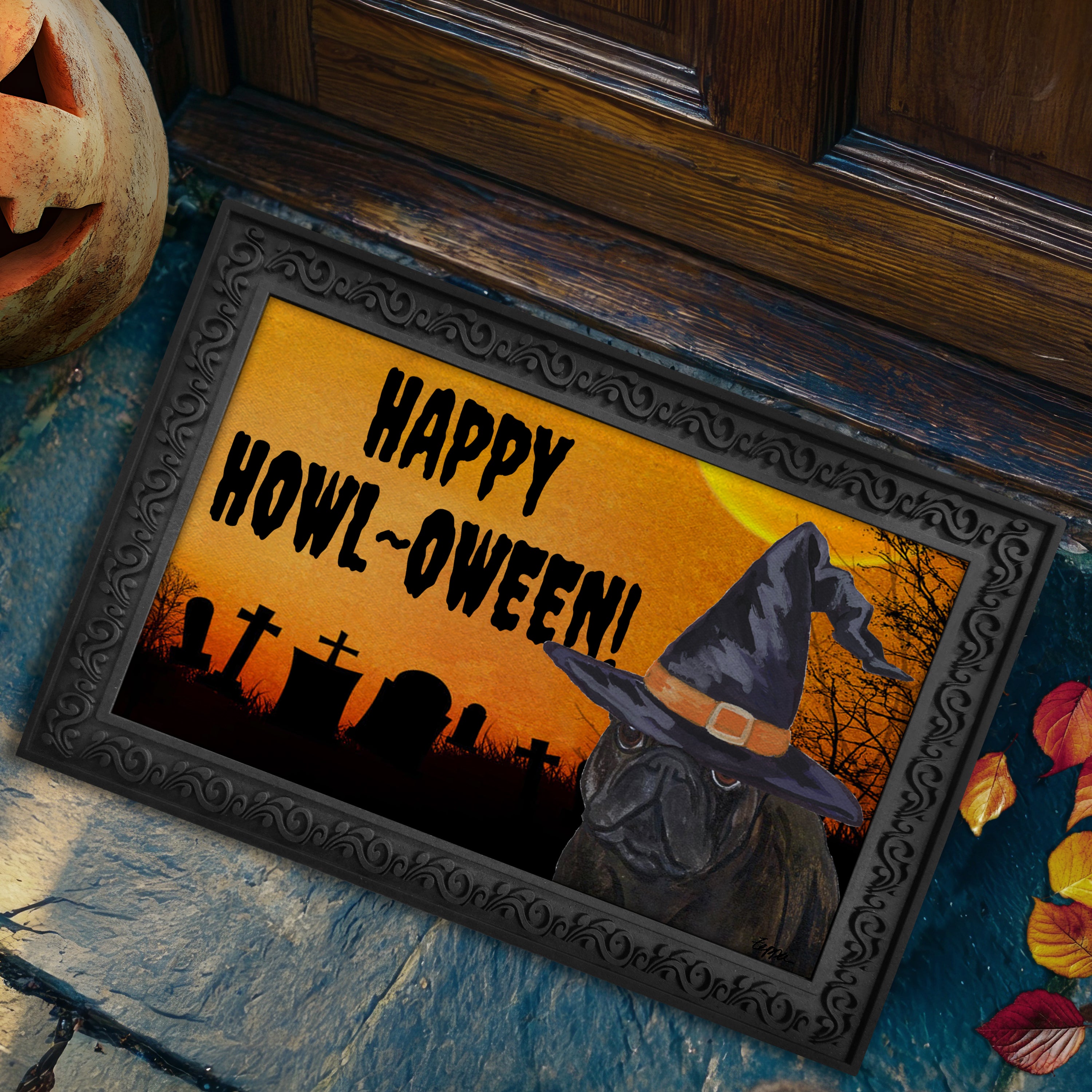 French Bulldog Halloween Welcome Mat