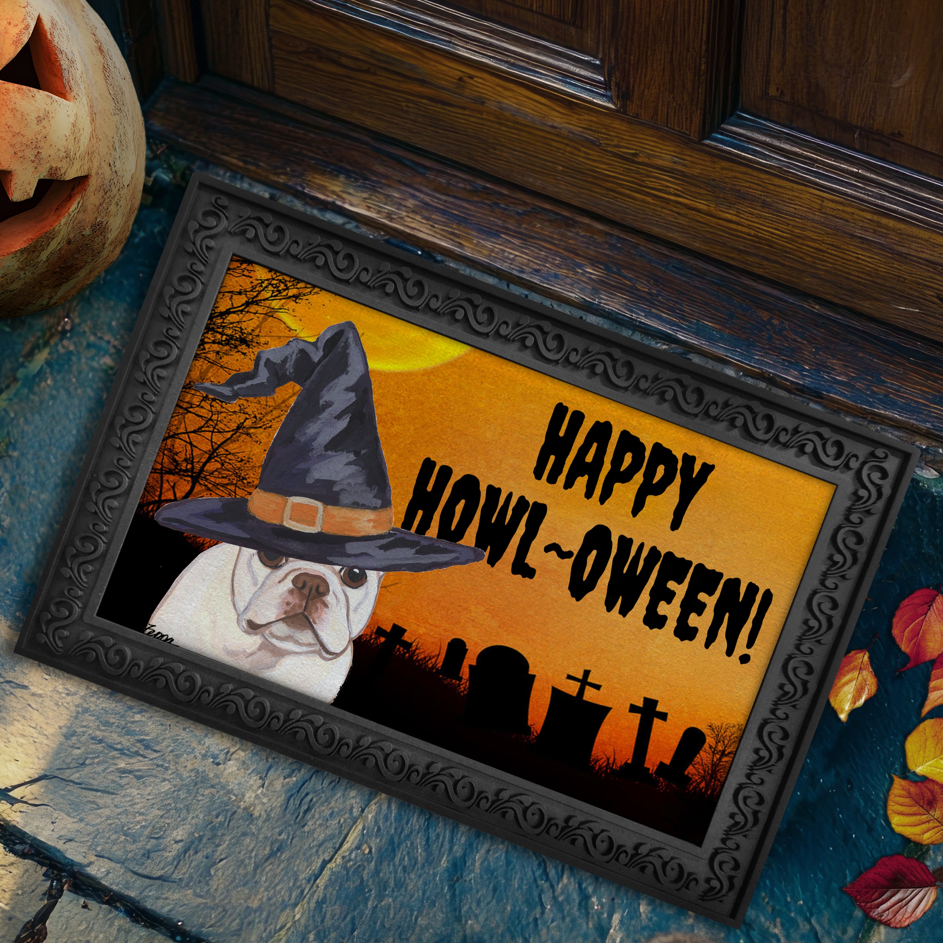 French Bulldog Halloween Welcome Mat