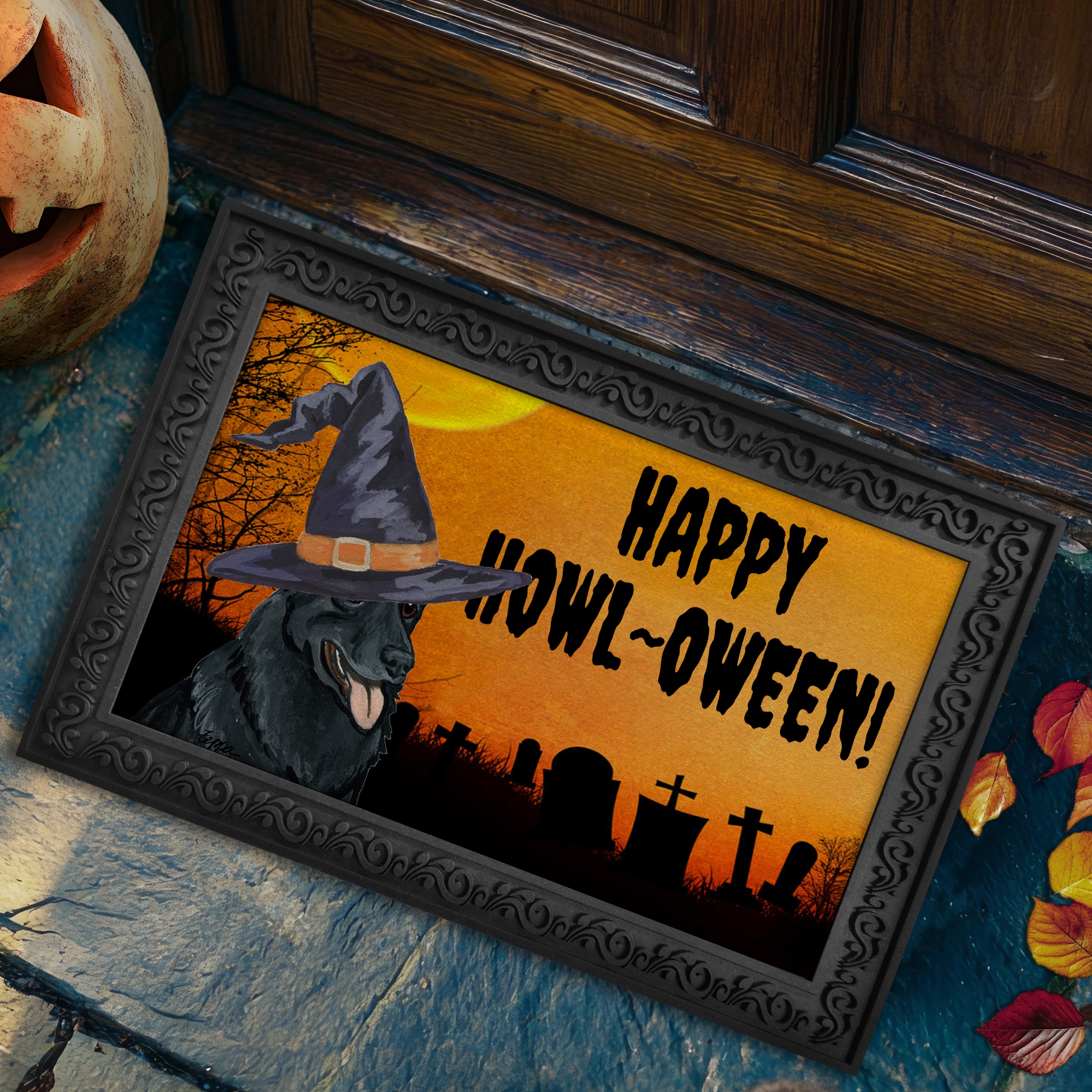 German Shepherd Halloween Welcome Mat