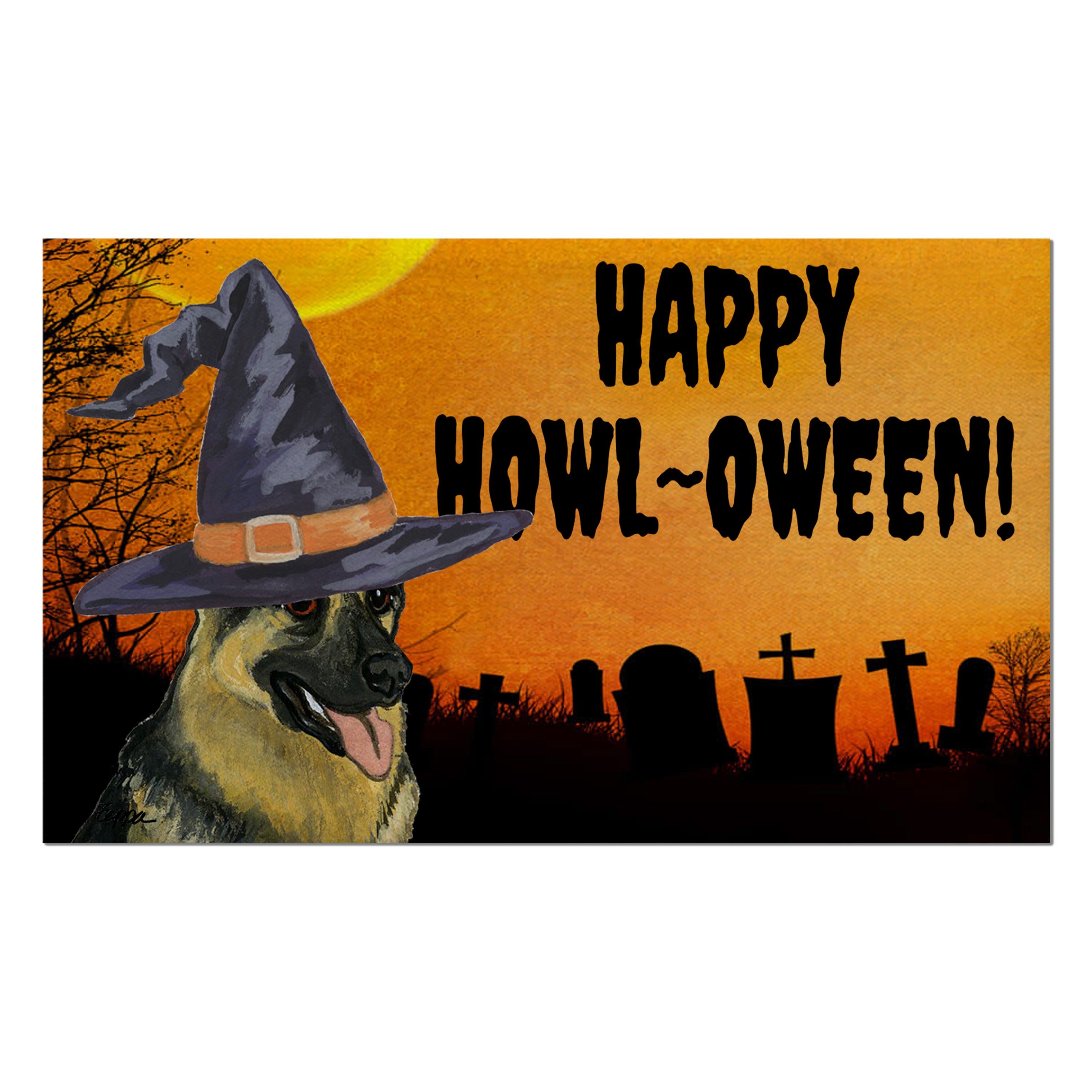 German Shepherd Halloween Welcome Mat