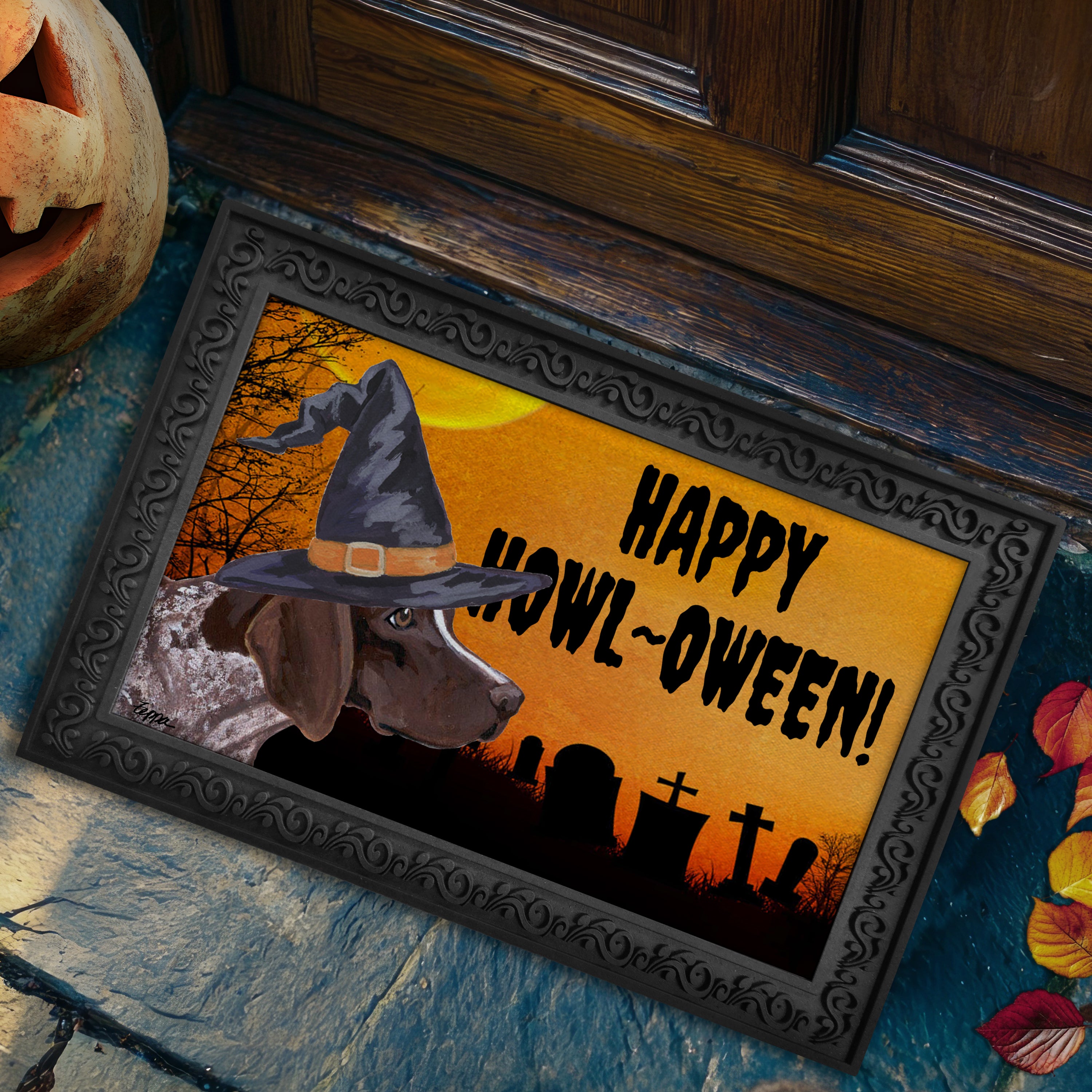 German Pointer Halloween Welcome Mat