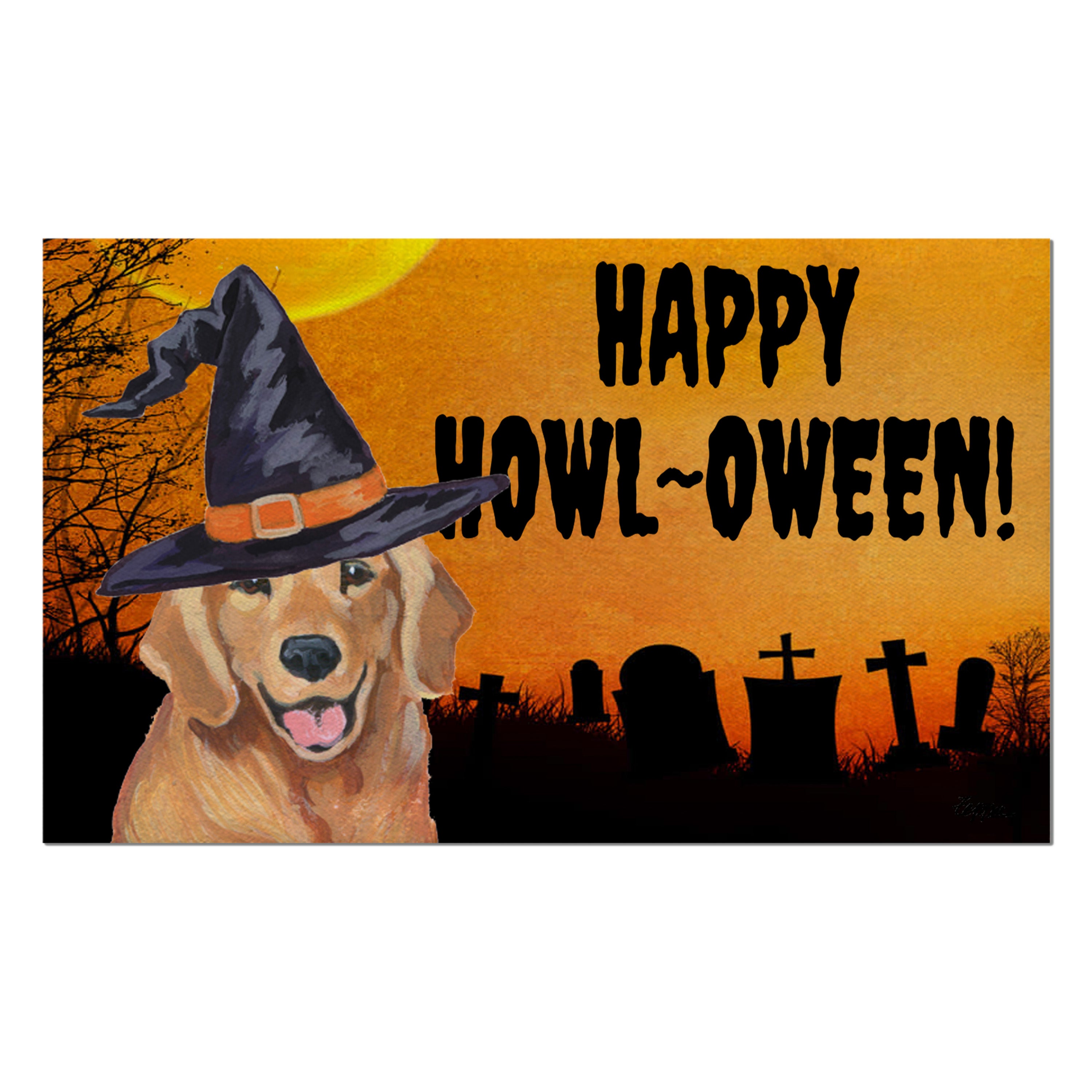 Golden Retriever Halloween Welcome Mat