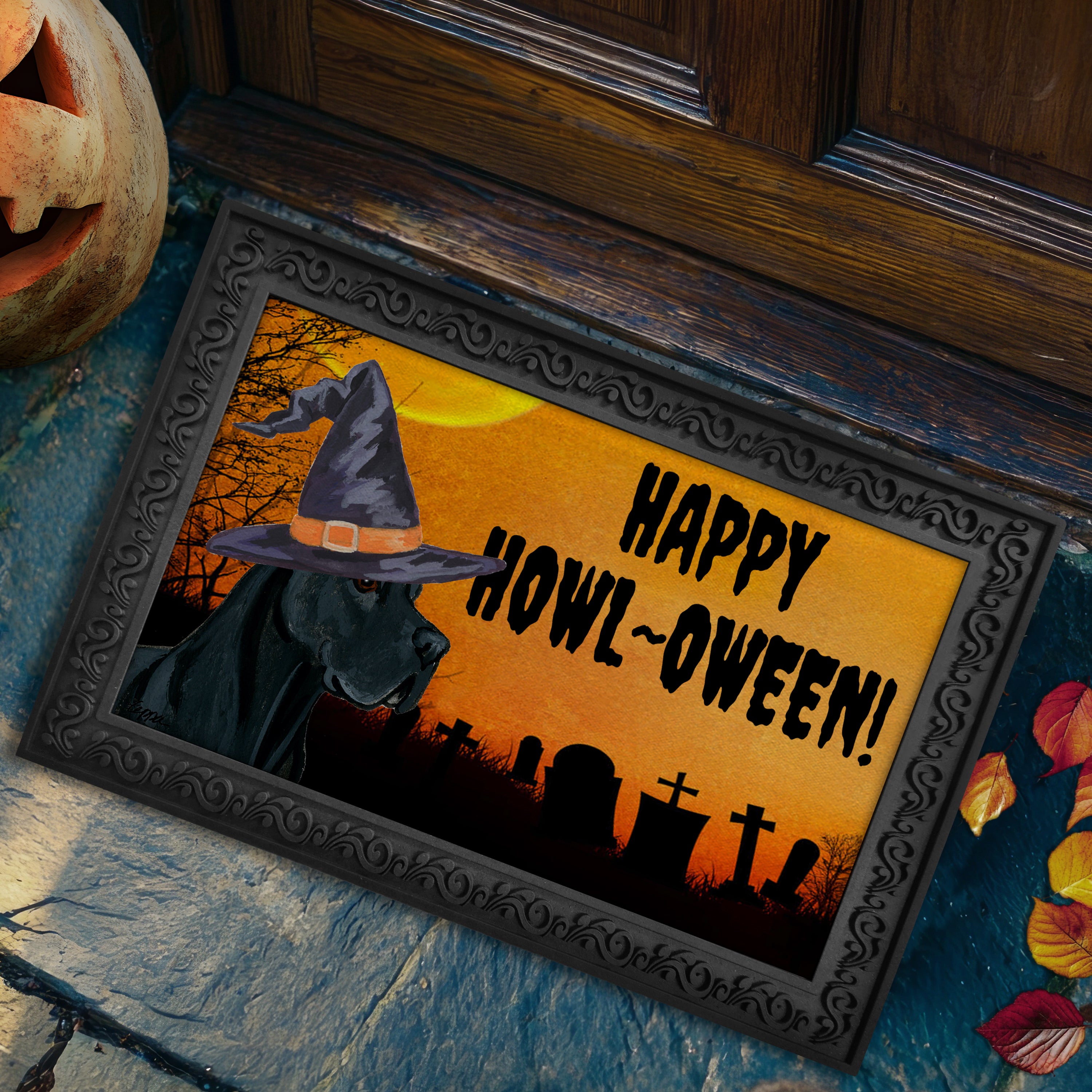 Great Dane Halloween Welcome Mat