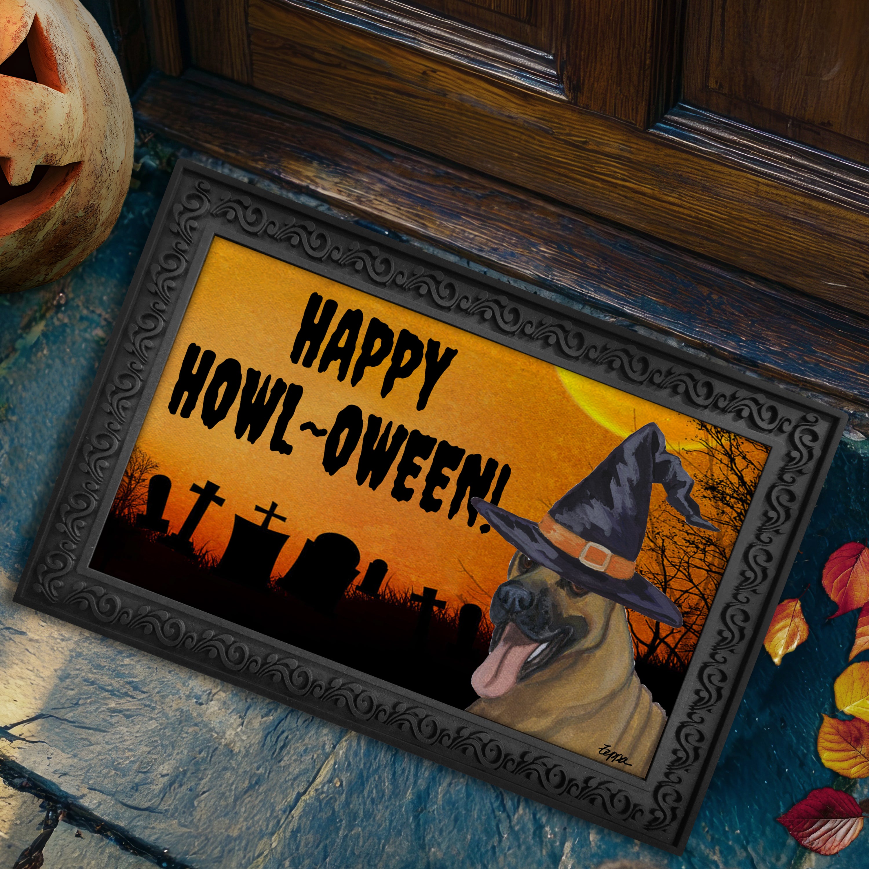 Great Dane Halloween Welcome Mat