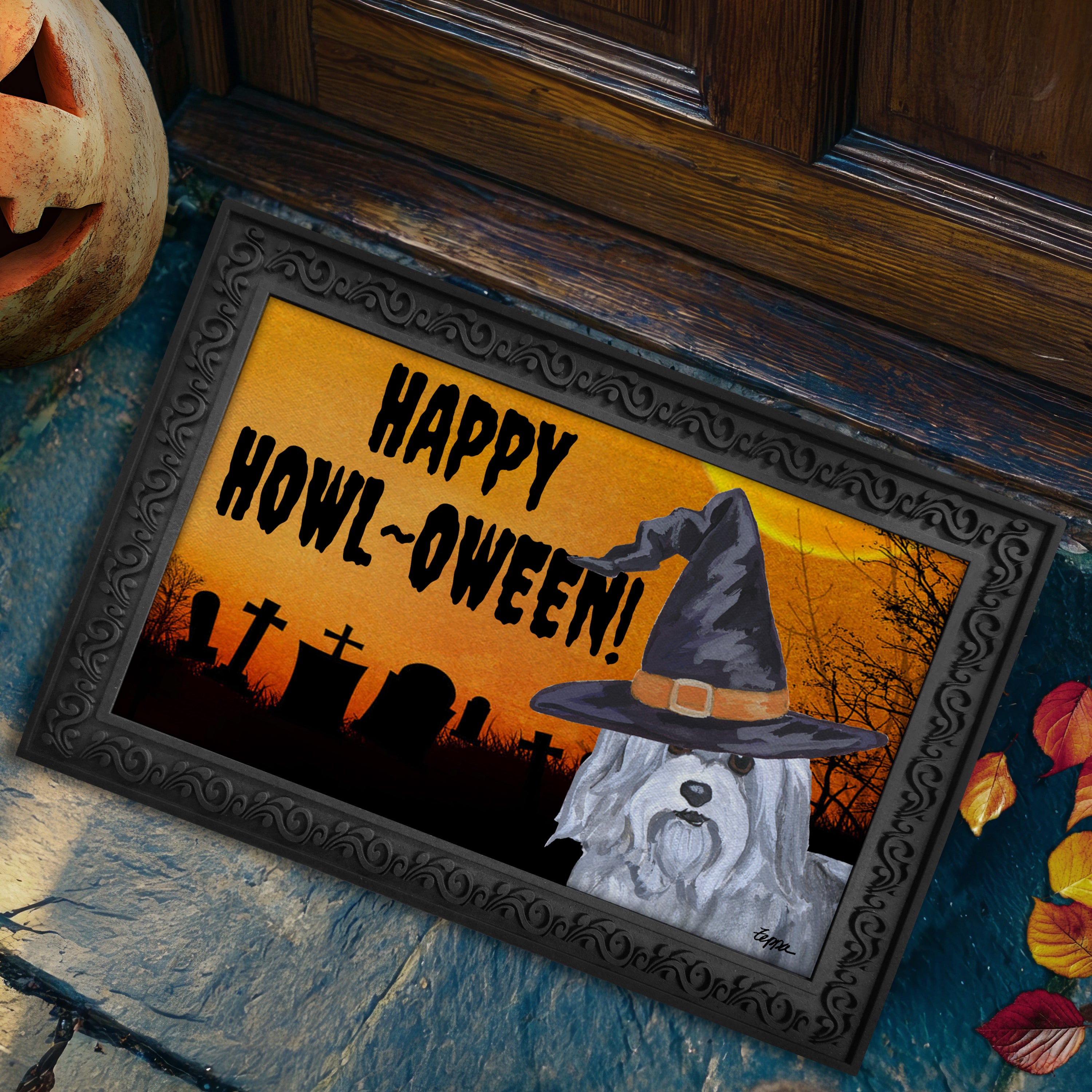 Havanese Halloween Welcome Mat