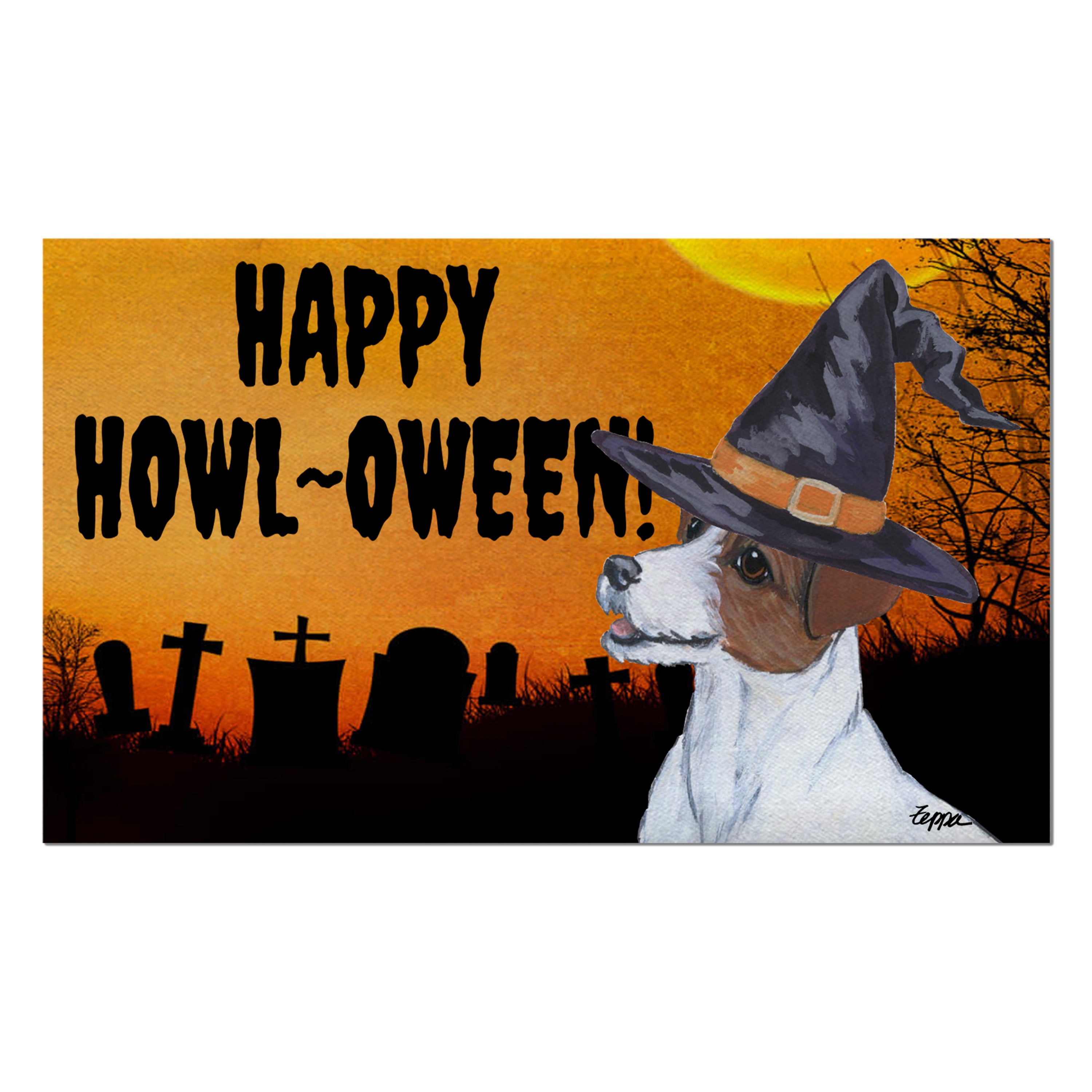 Jack Russell Terrier Halloween Welcome Mat