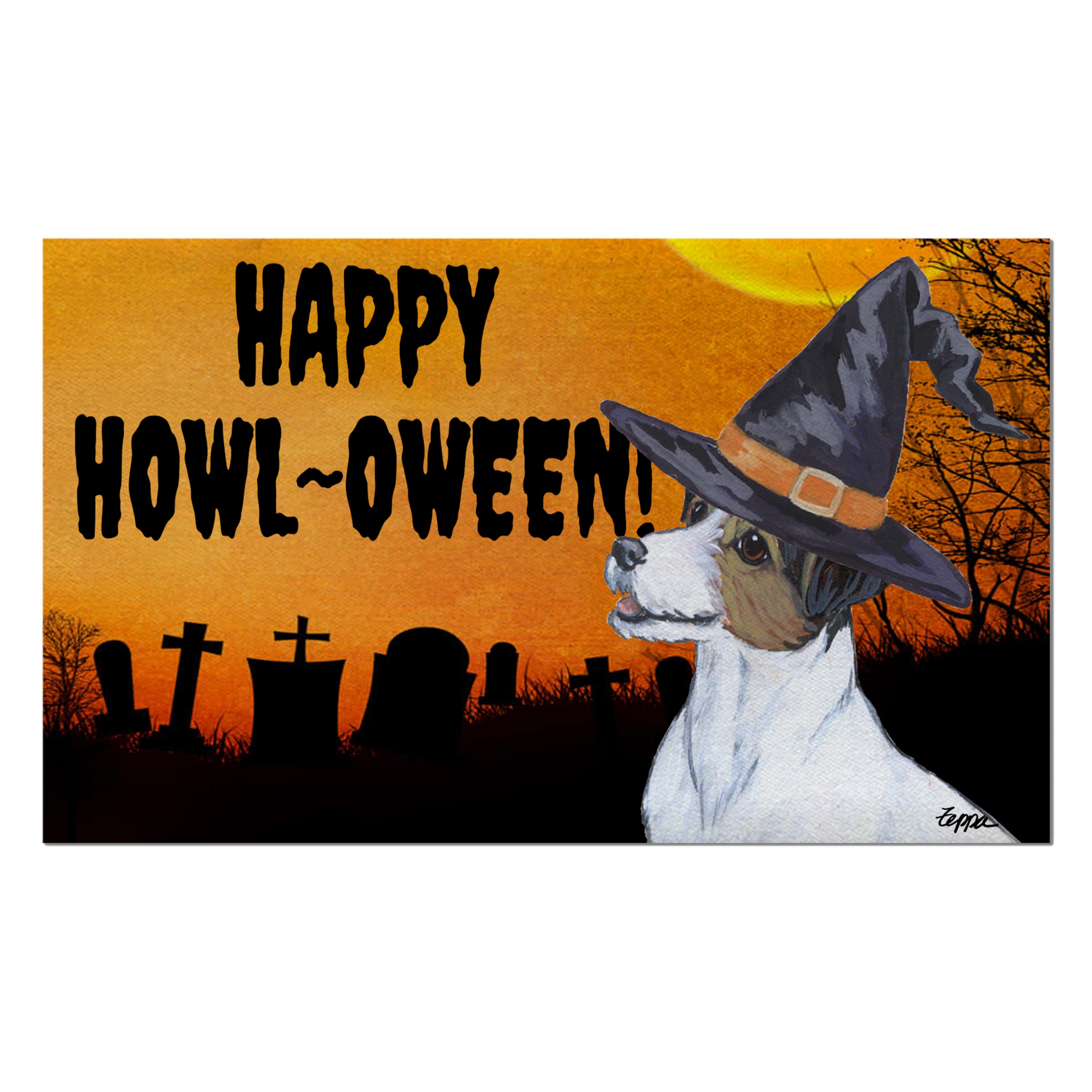 Jack Russell Terrier Halloween Welcome Mat