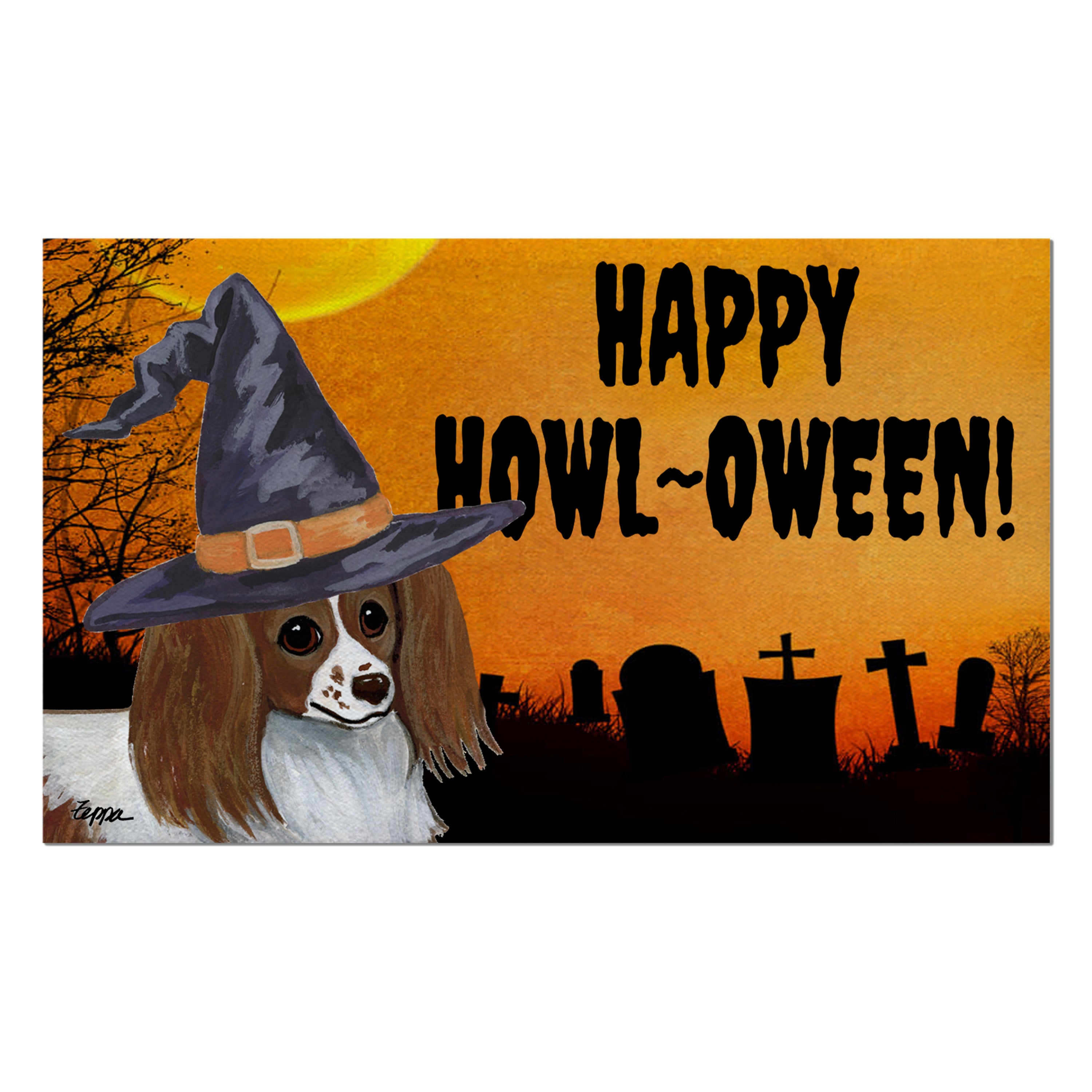 Papillon Halloween Welcome Mat