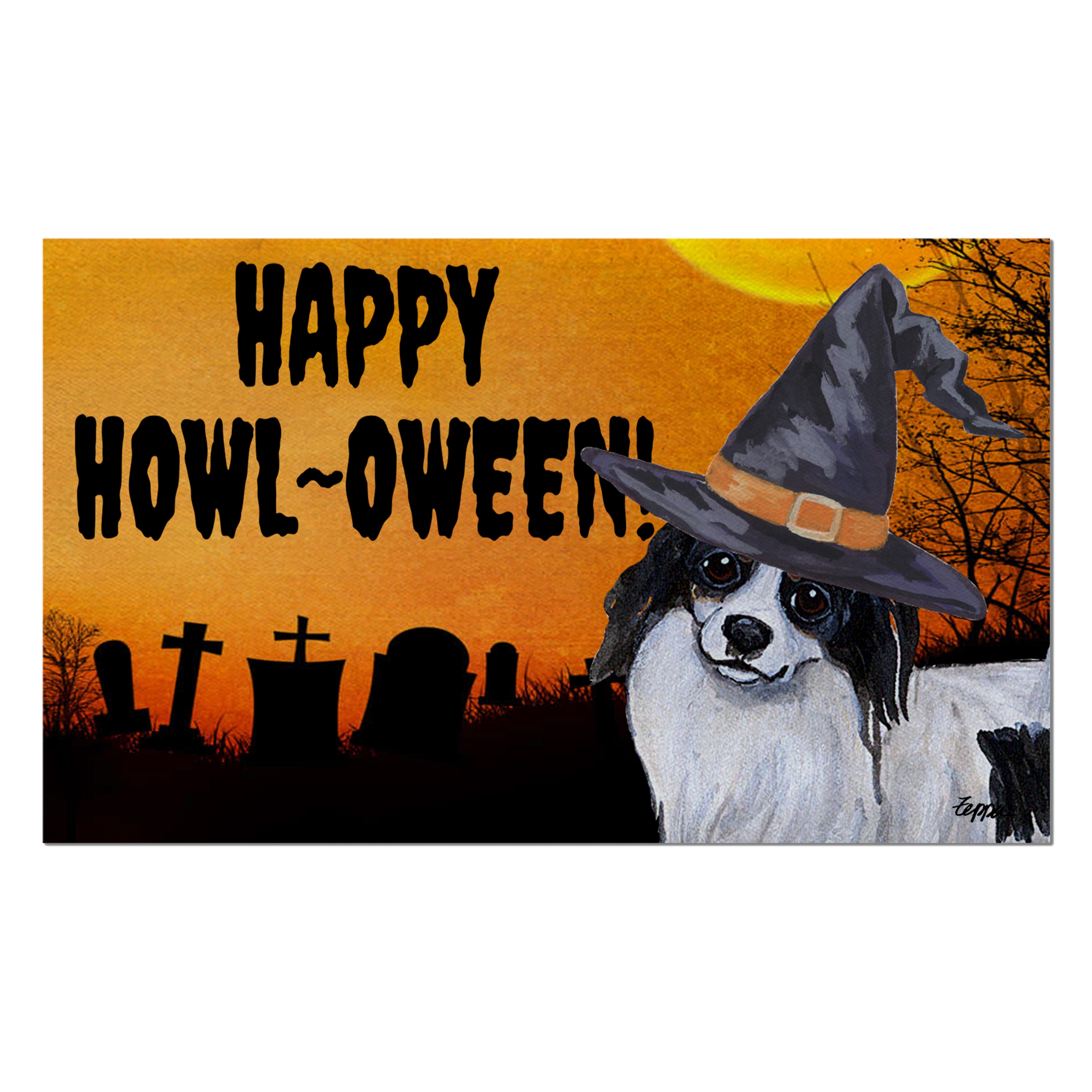 Papillon Halloween Welcome Mat