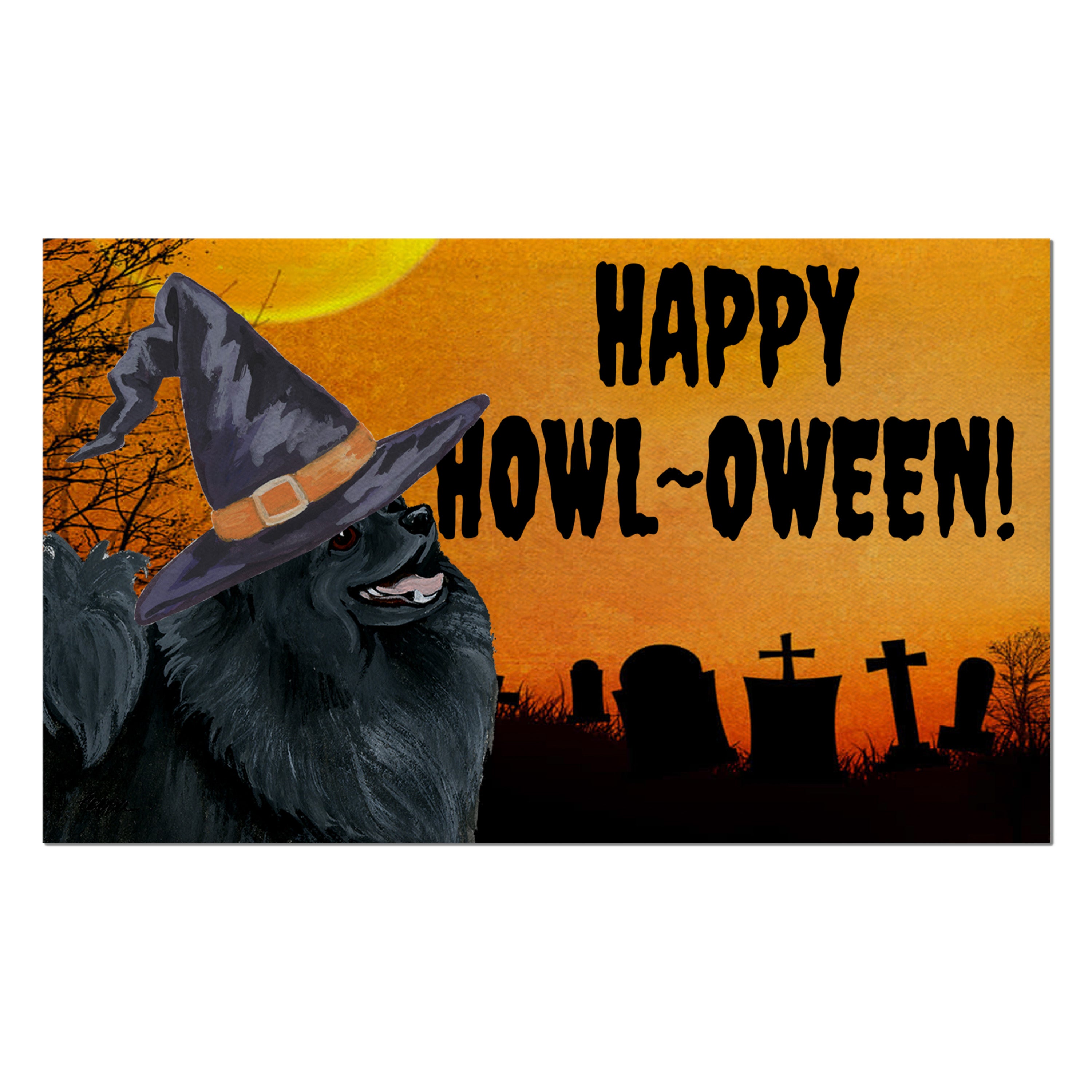 Pomeranian Halloween Welcome Mat