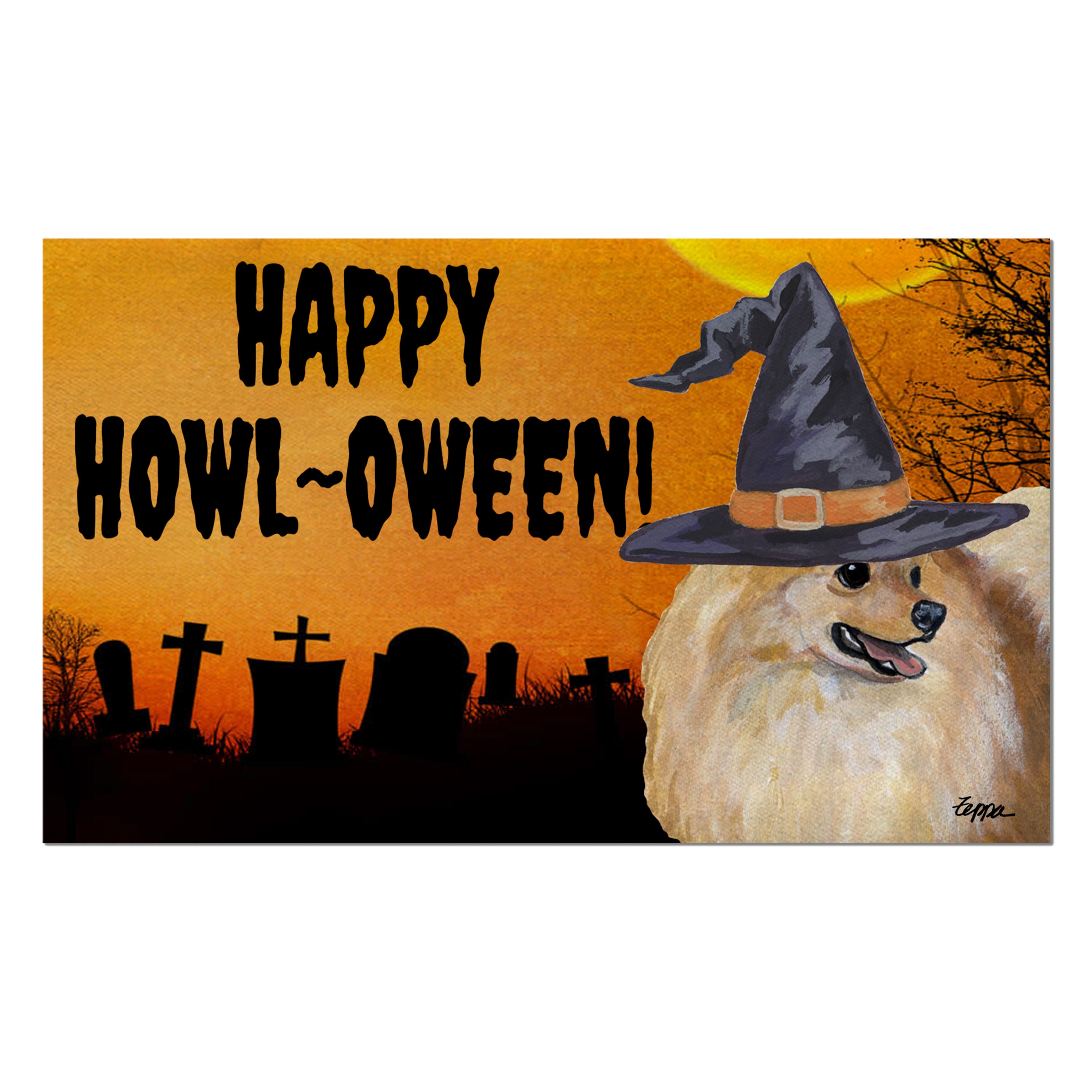 Pomeranian Halloween Welcome Mat