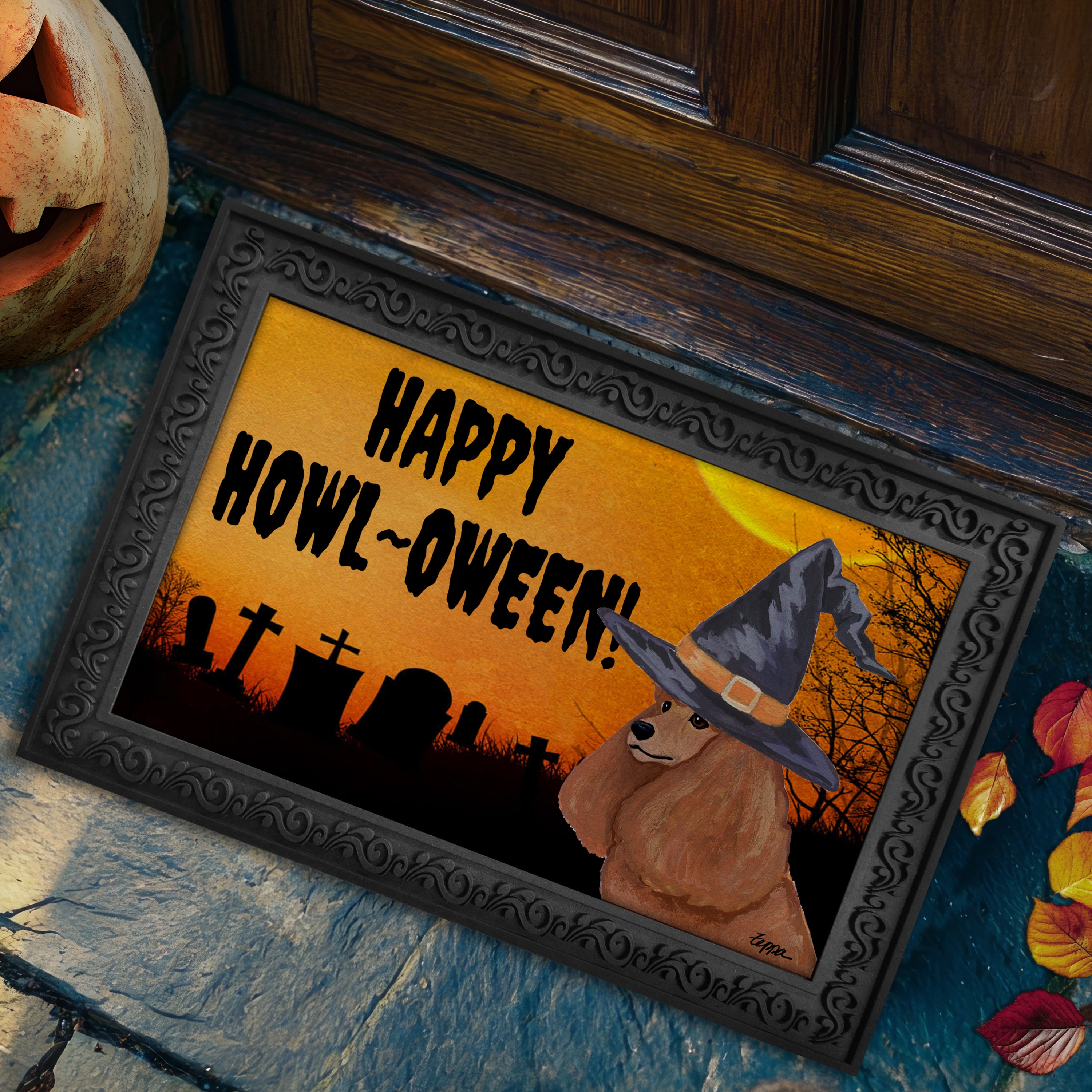 Poodle Halloween Welcome Mat