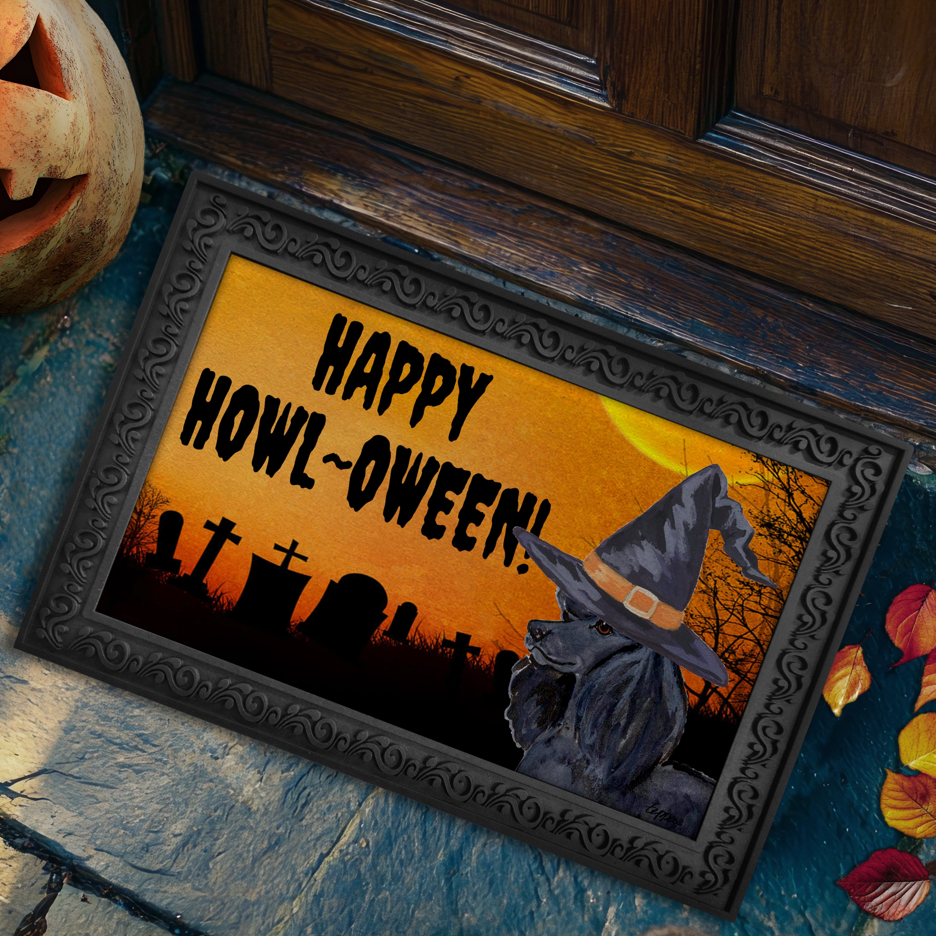 Poodle Halloween Welcome Mat