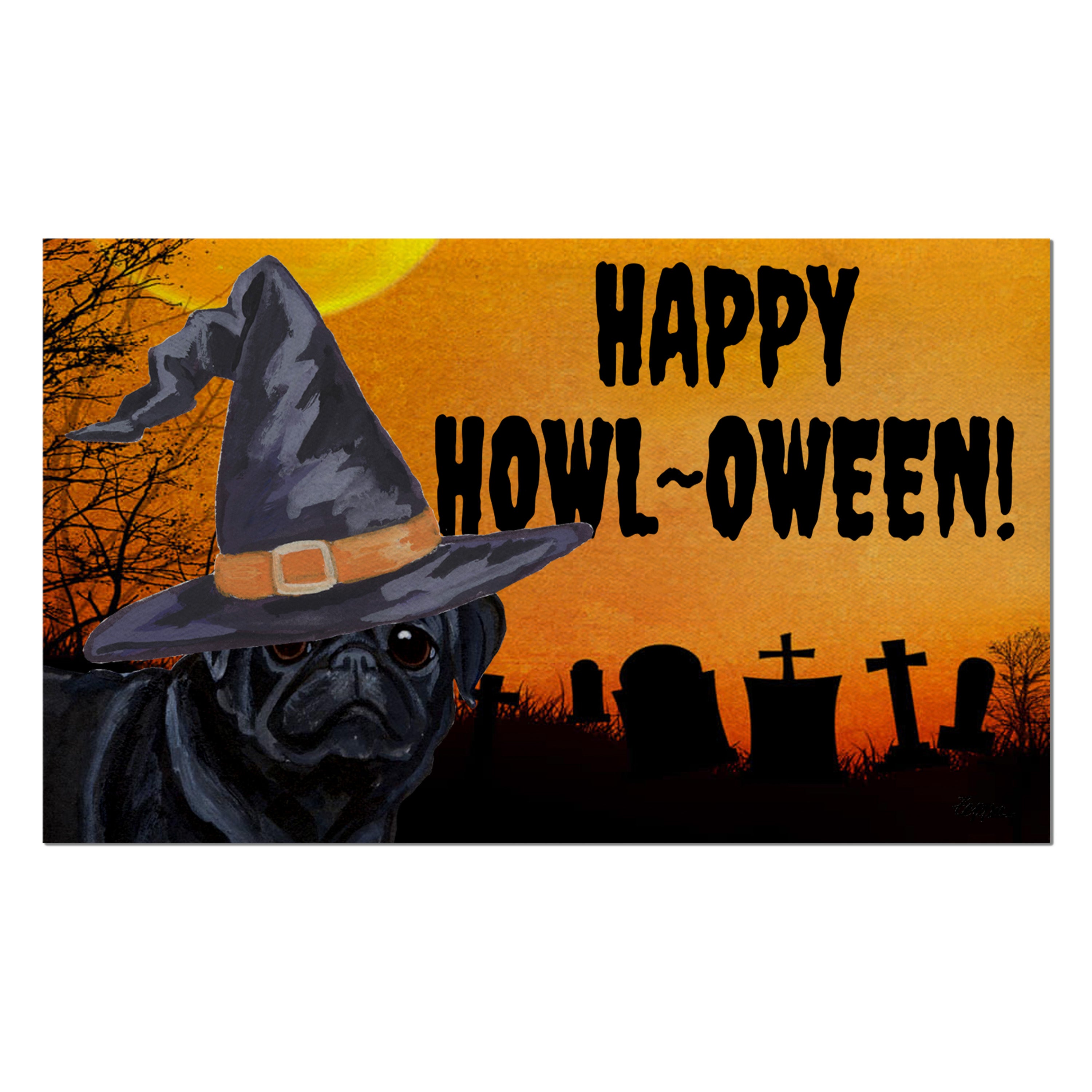 Pug Halloween Welcome Mat