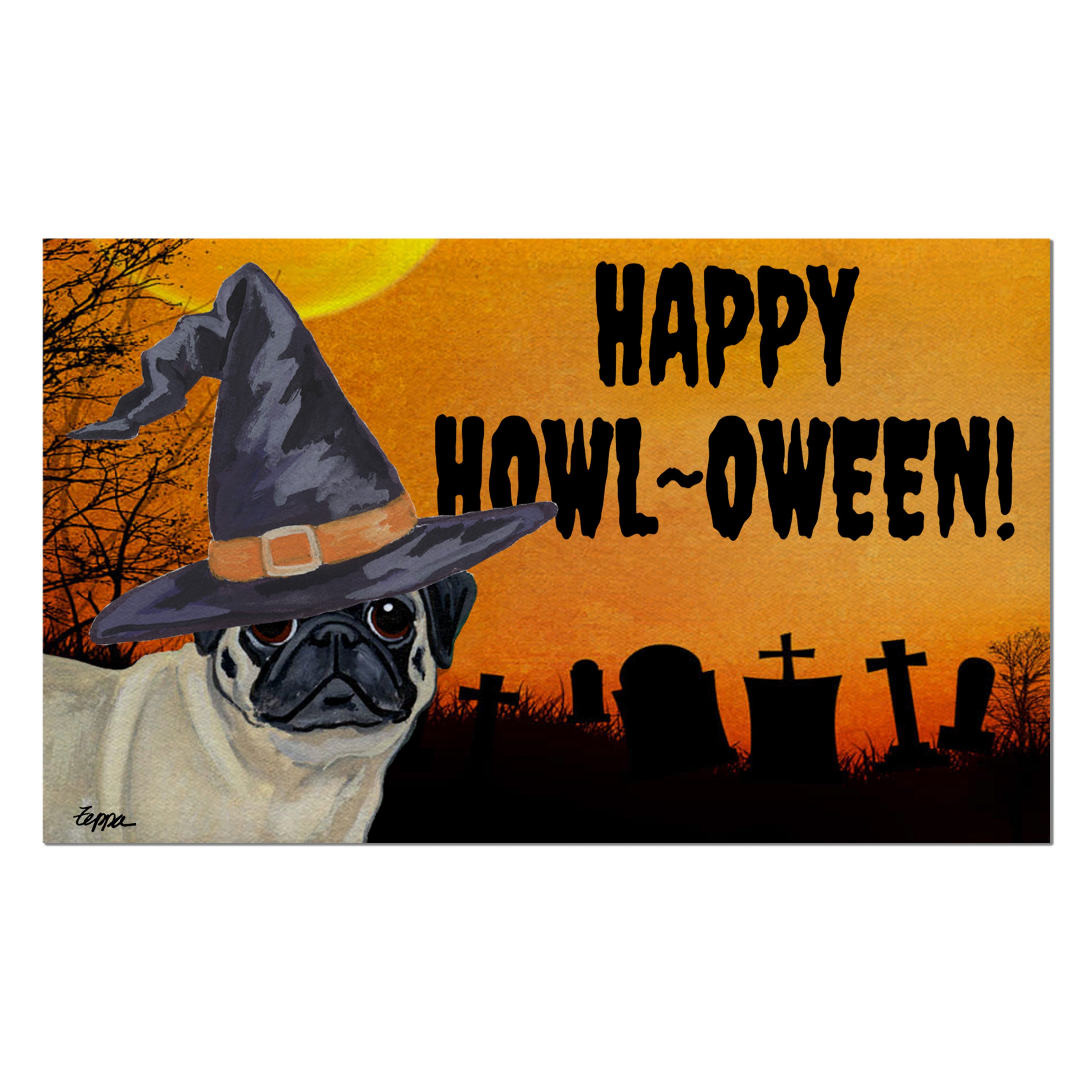 Pug Halloween Welcome Mat