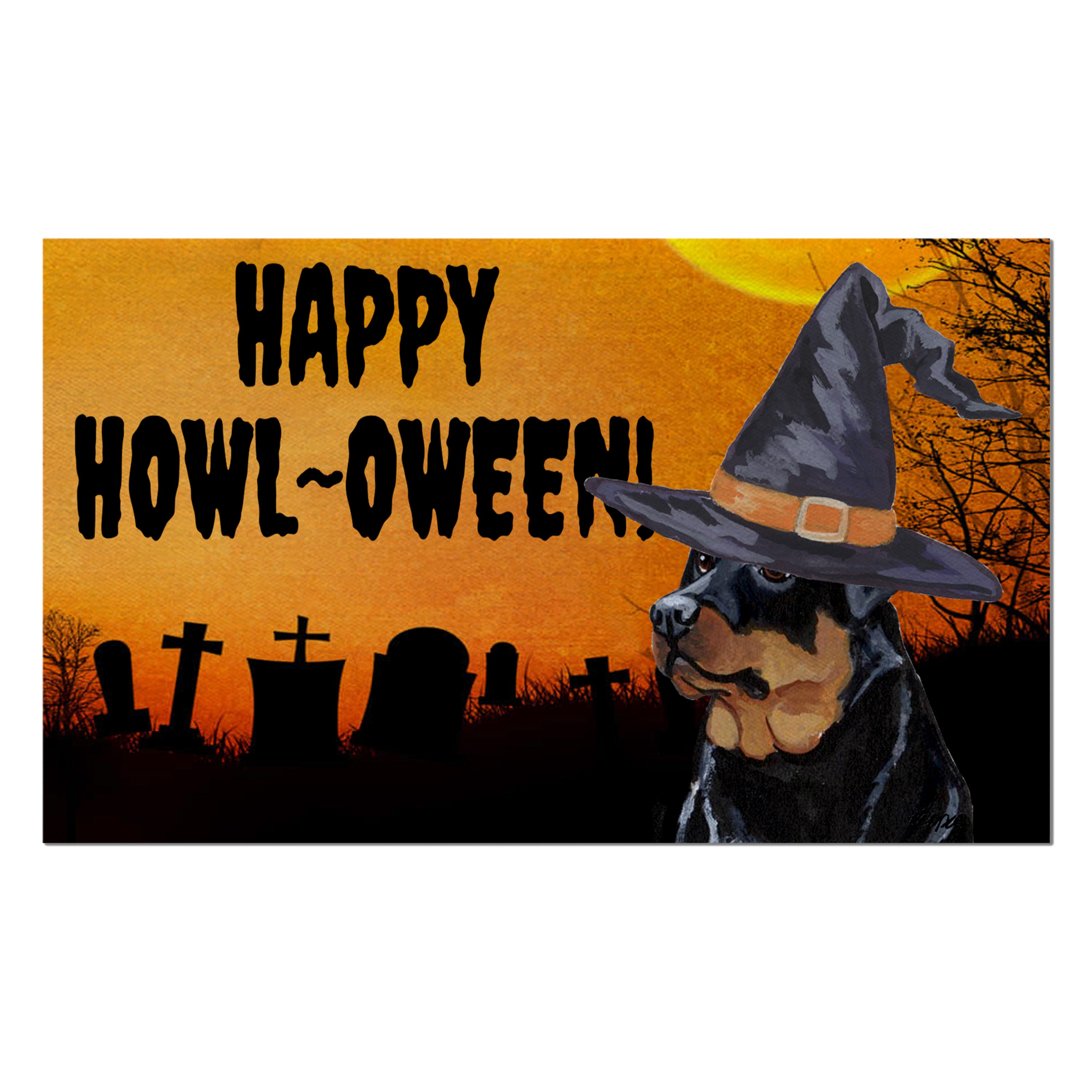 Rottweiler Halloween Welcome Mat