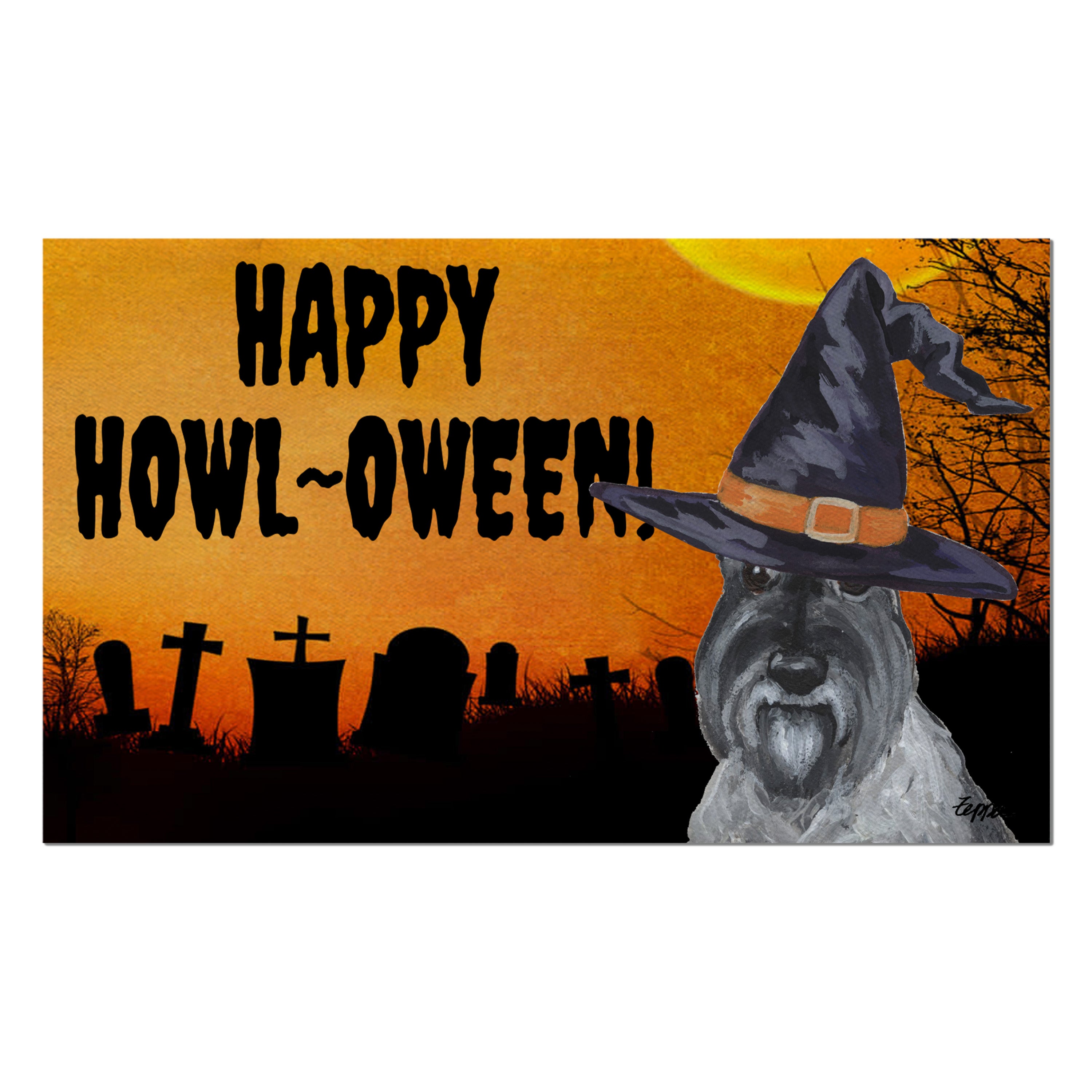 Mini Schnauzer Halloween Welcome Mat