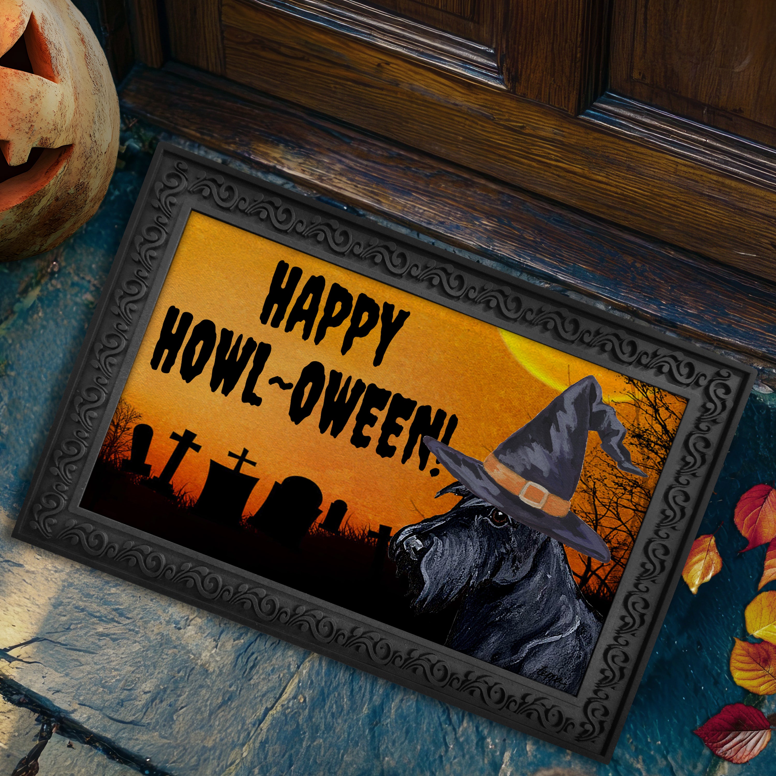 Scottish Terrier Halloween Welcome Mat