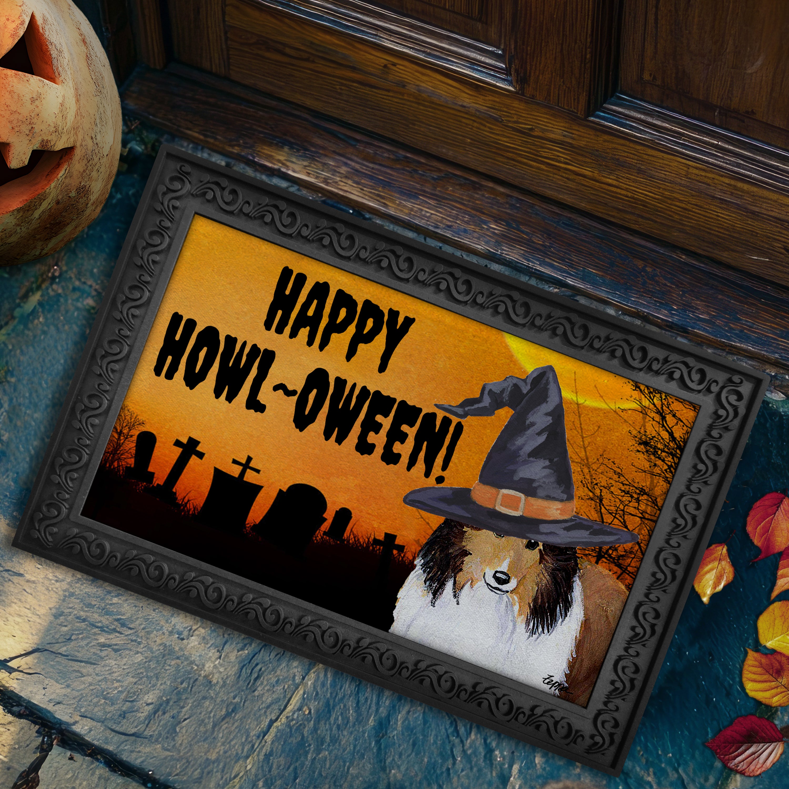 Shetland Sheepdog Halloween Welcome Mat