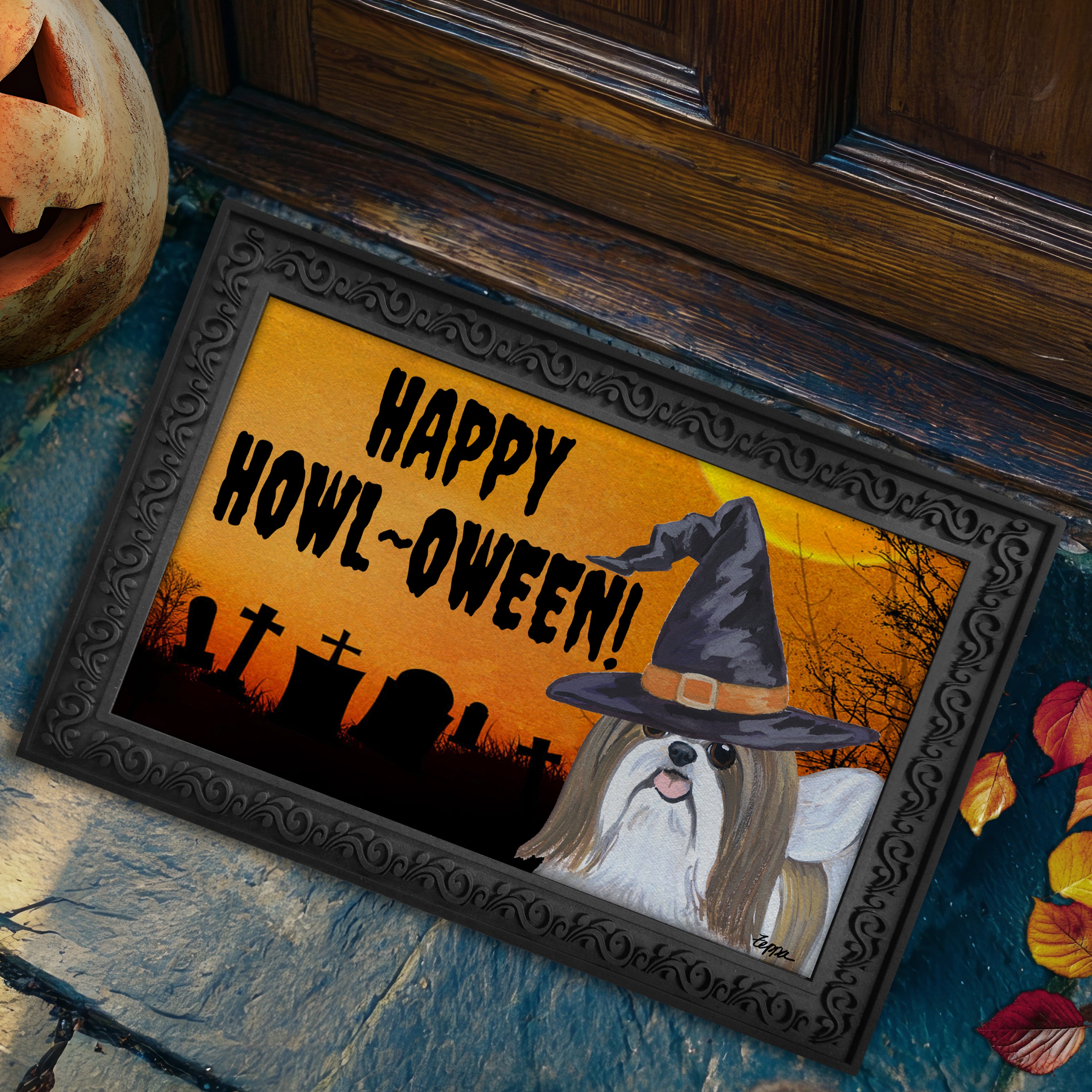 Shih Tzu Halloween Welcome Mat
