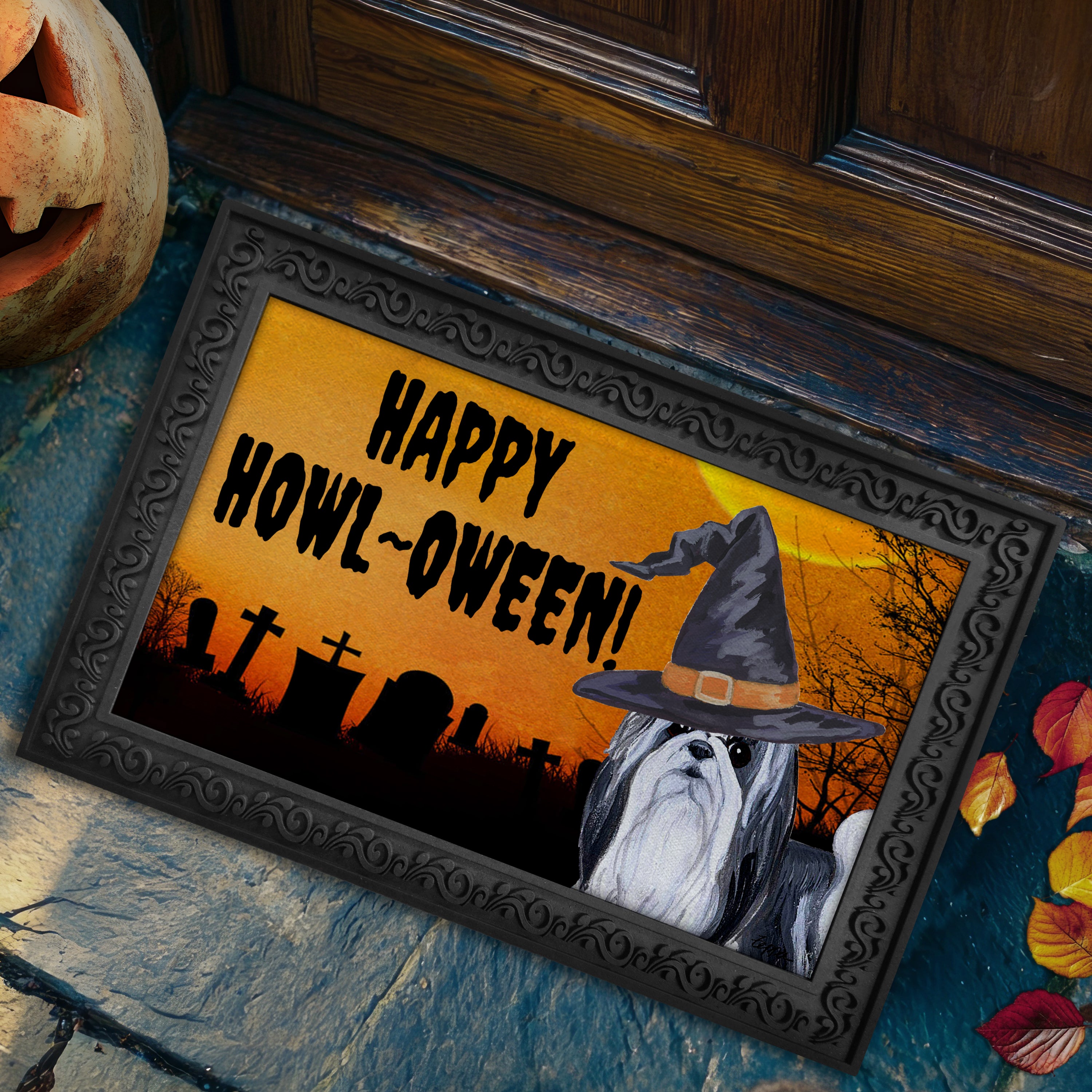 Shih Tzu Halloween Welcome Mat