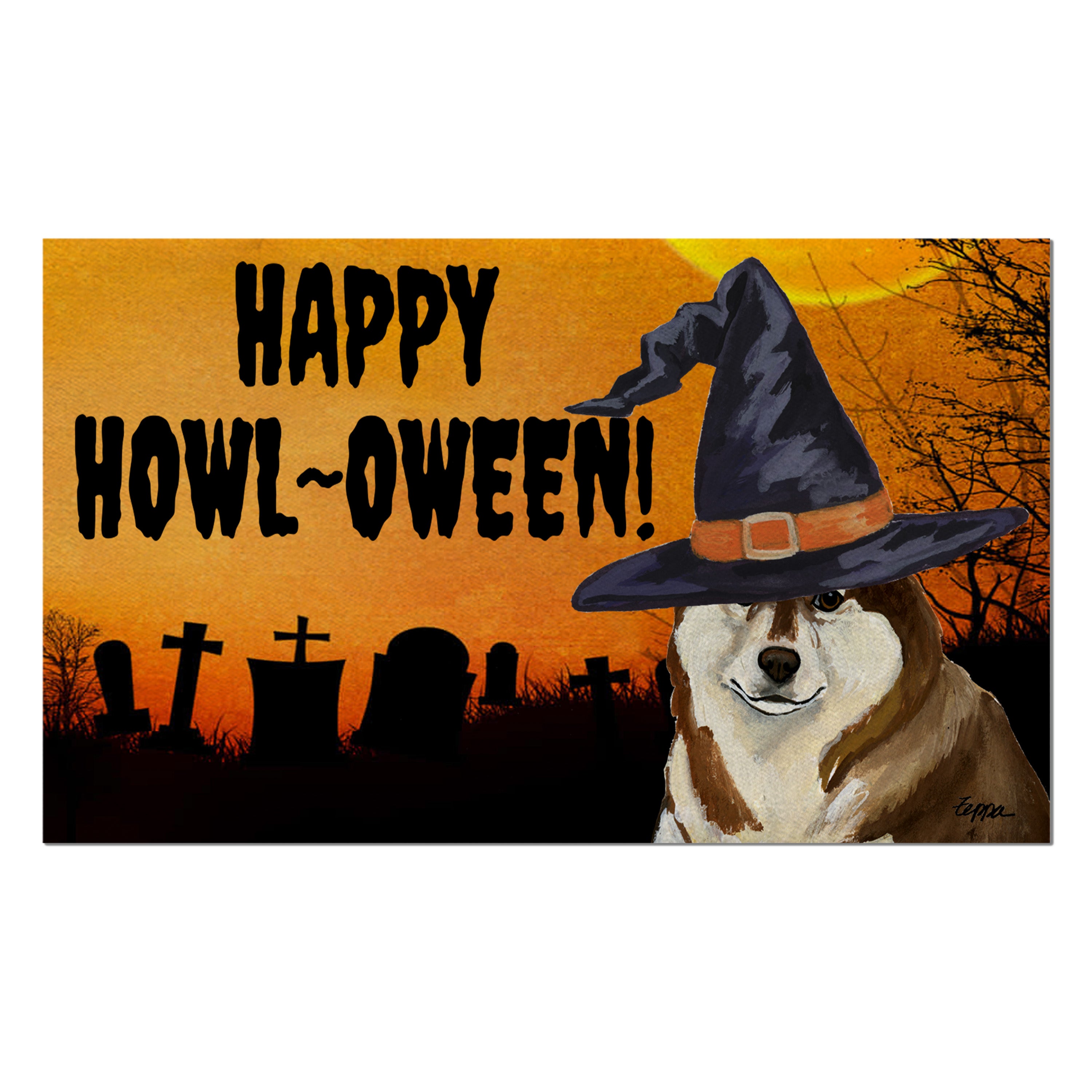 Siberian Husky Halloween Welcome Mat