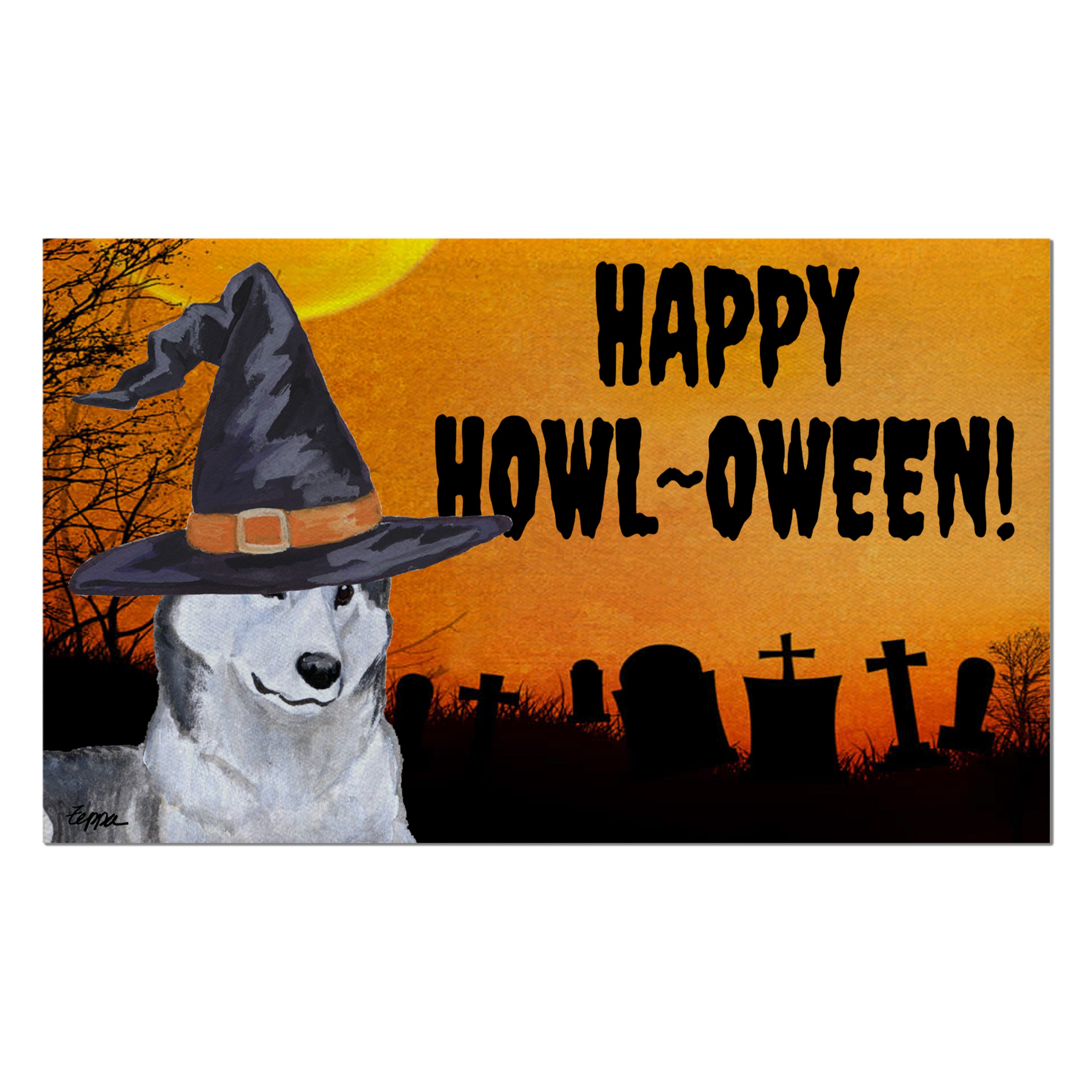Siberian Husky Halloween Welcome Mat
