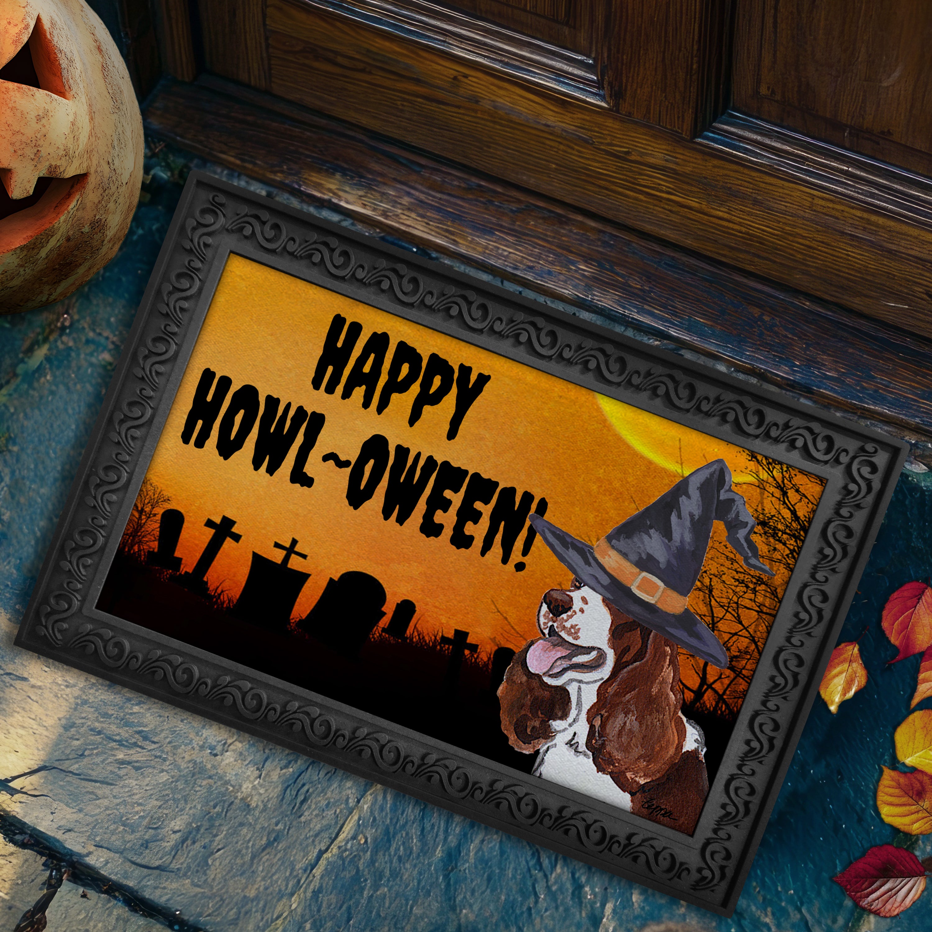 Springer Spaniel Halloween Welcome Mat