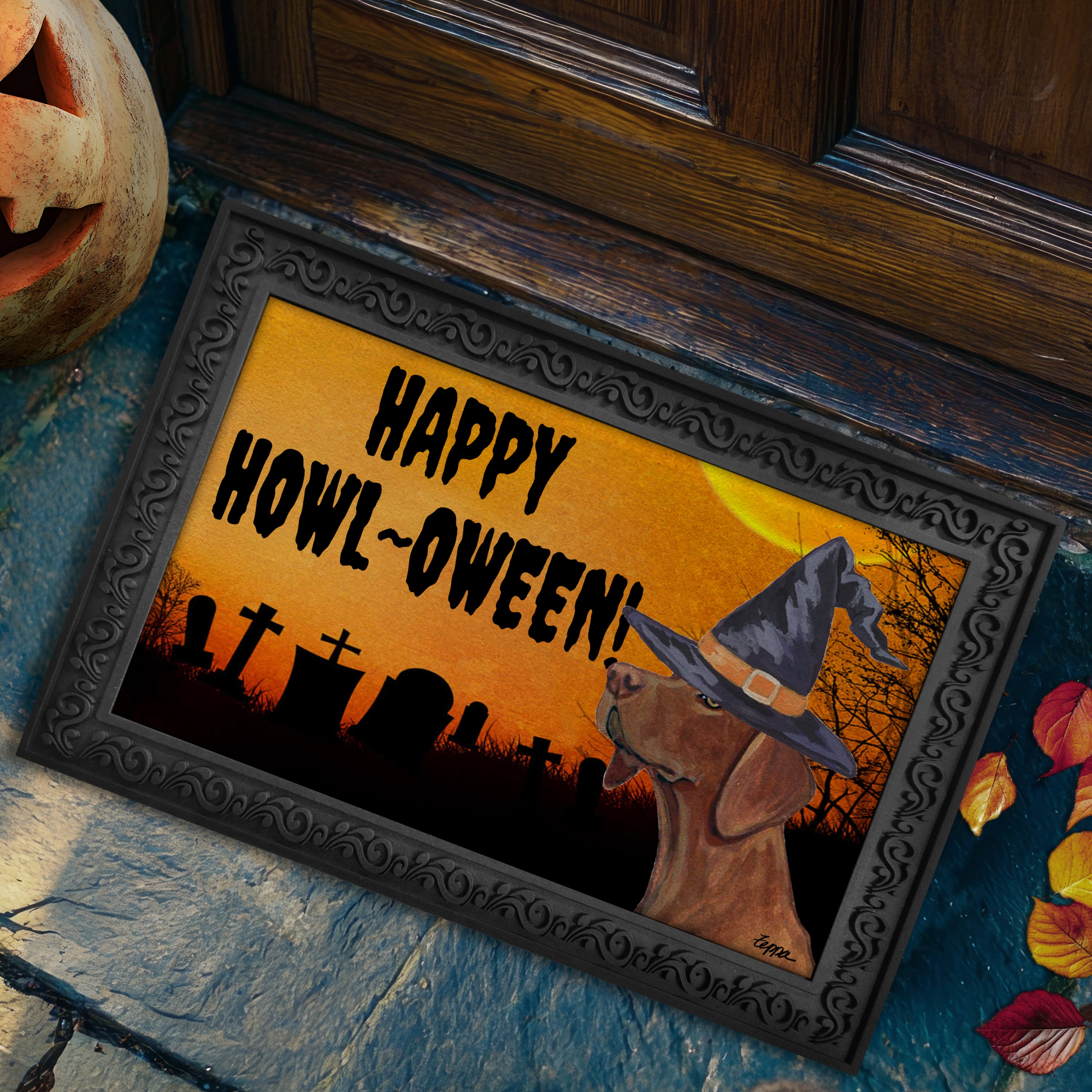 Vizsla Halloween Welcome Mat